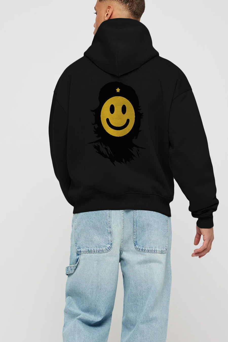 Che Smile Arka Baskılı Hoodie Oversize Kapüşonlu Sweatshirt Erkek Kadın Unisex