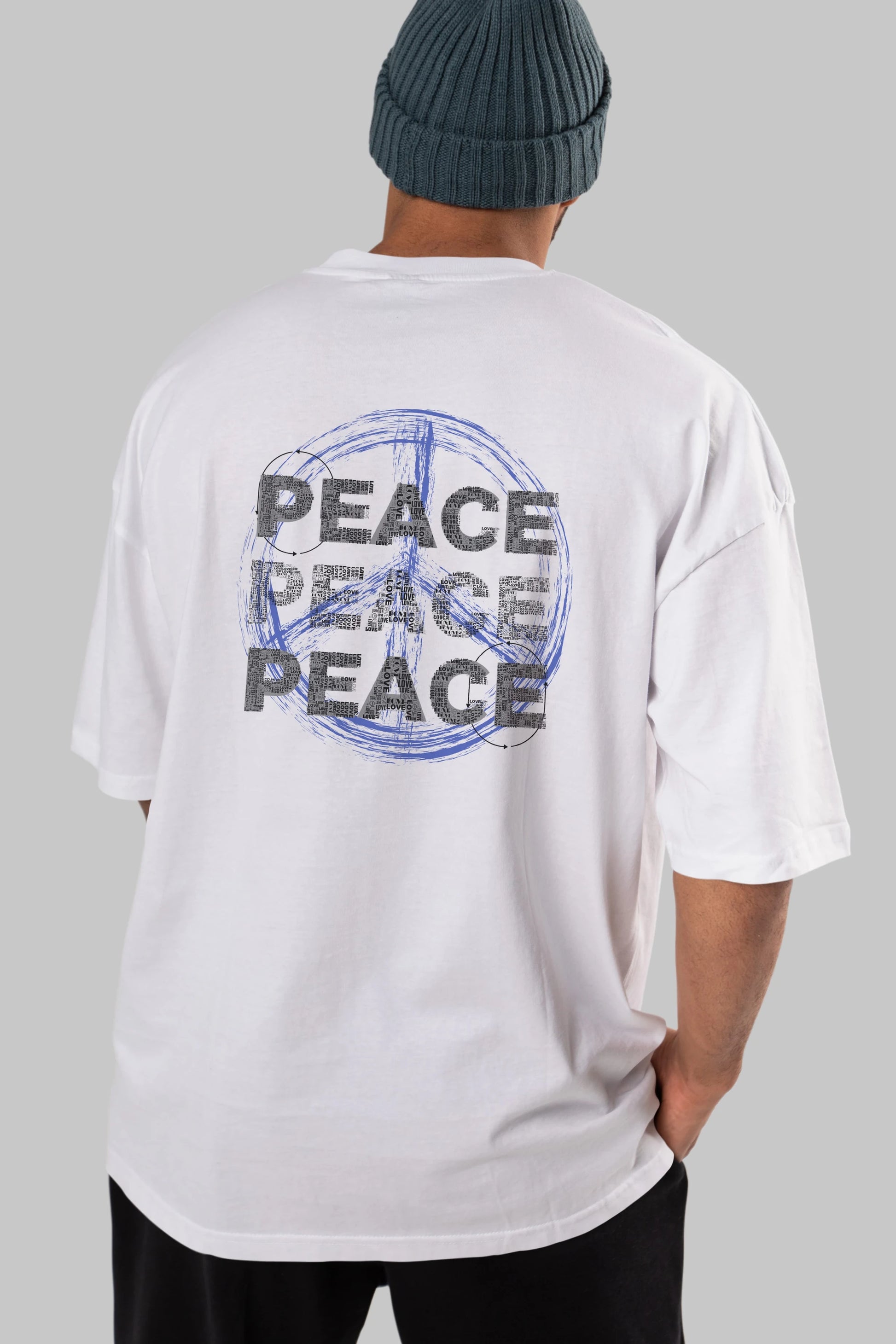 Peace Yazılı Arka Baskılı Oversize t-shirt Erkek Kadın Unisex
