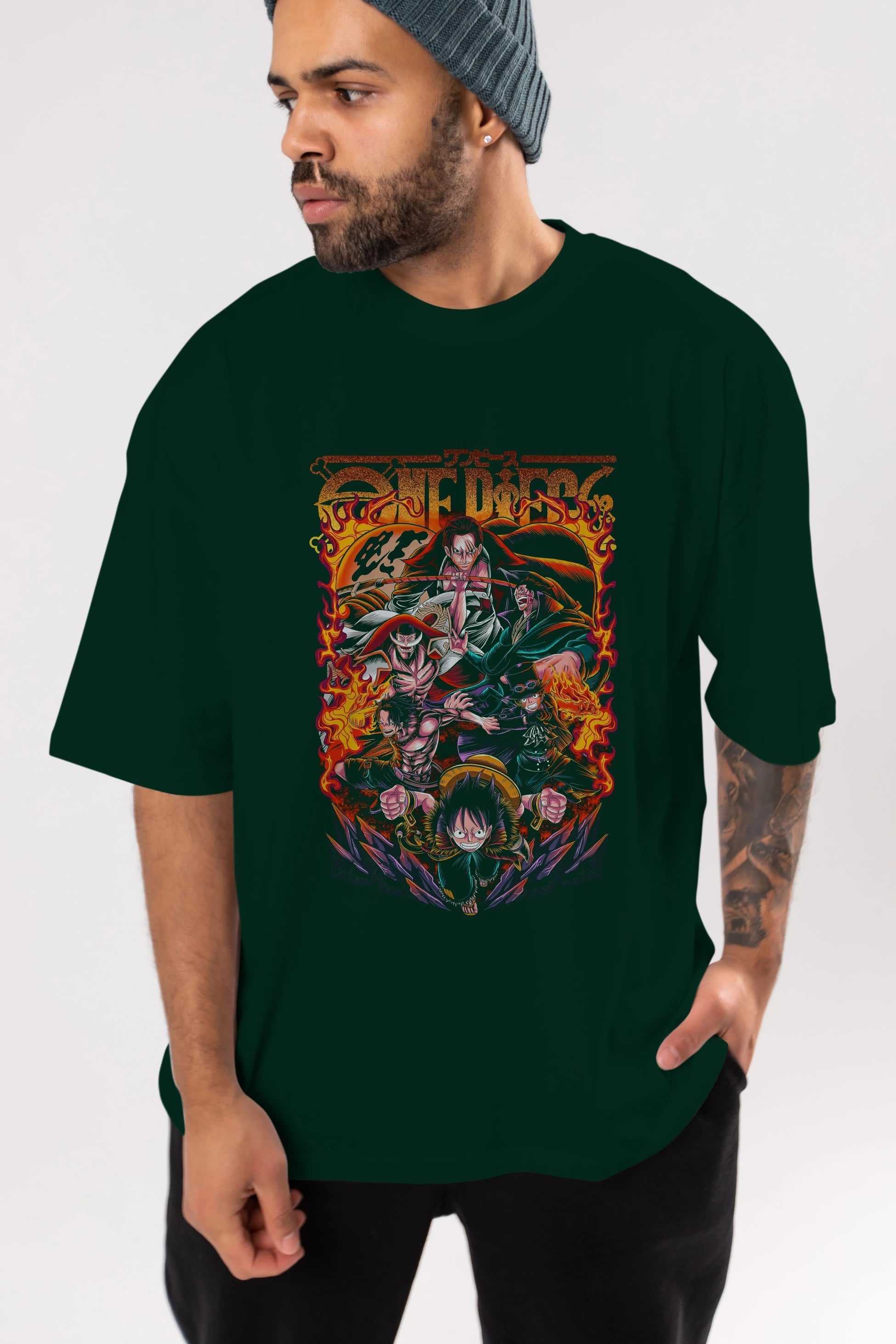 ONE PIECE (3) Anime Ön Baskılı Oversize t-shirt %100 pamuk Erkek Kadın Unisex