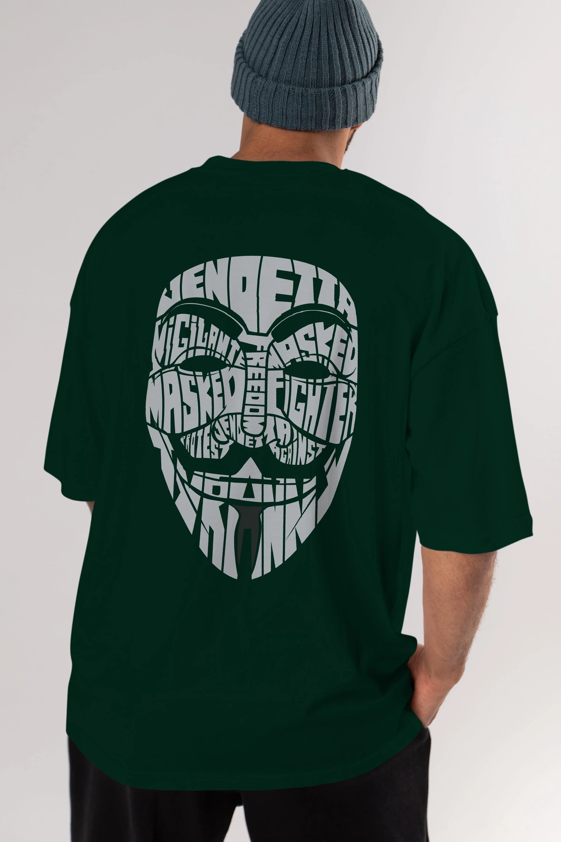 Vendetta Arka Baskılı Oversize t-shirt %100 pamuk Erkek Kadın Unisex