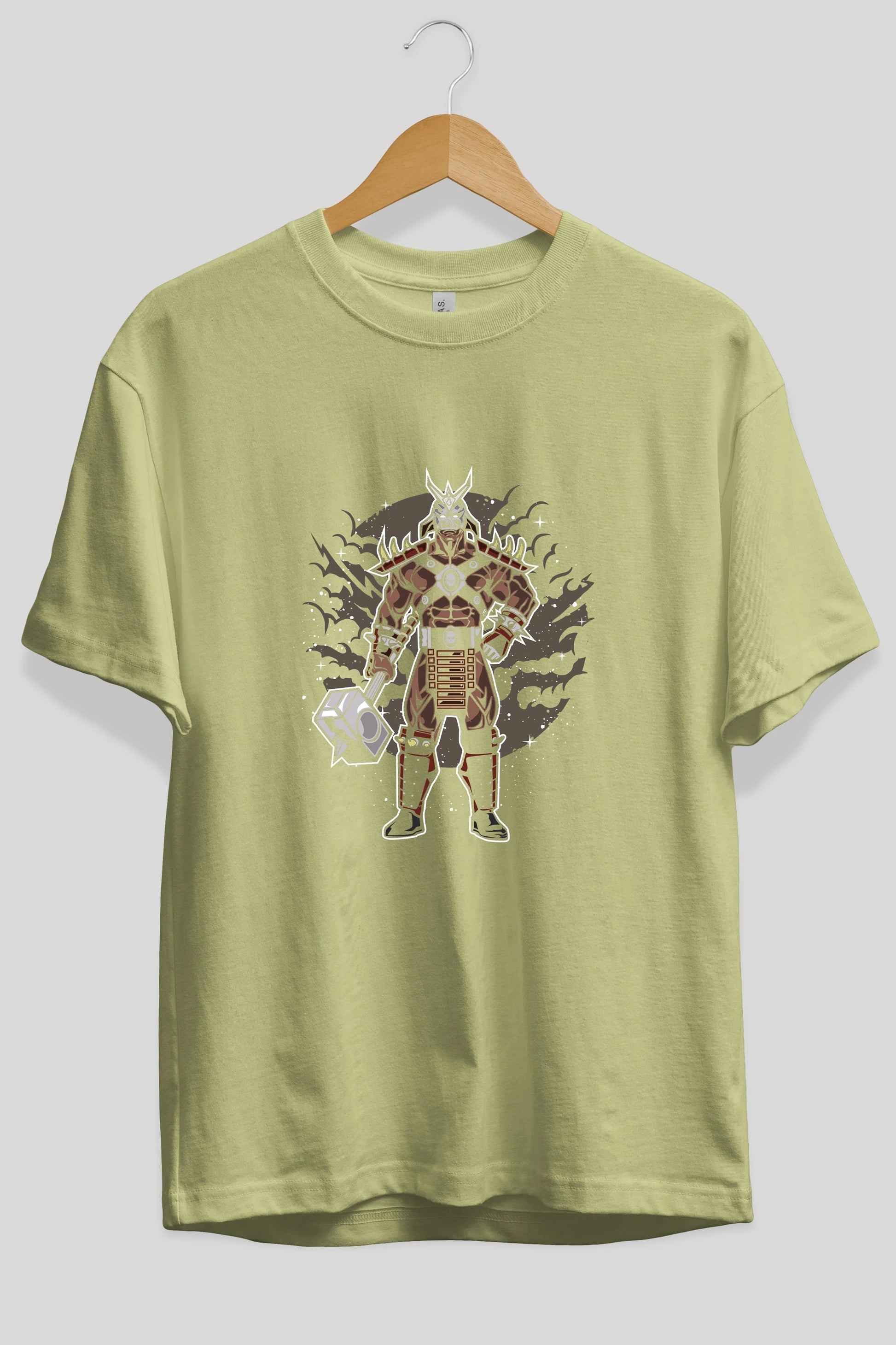 SHOU KHAN Ön Baskılı Oversize t-shirt Erkek Kadın Unisex %100 Pamuk tişort