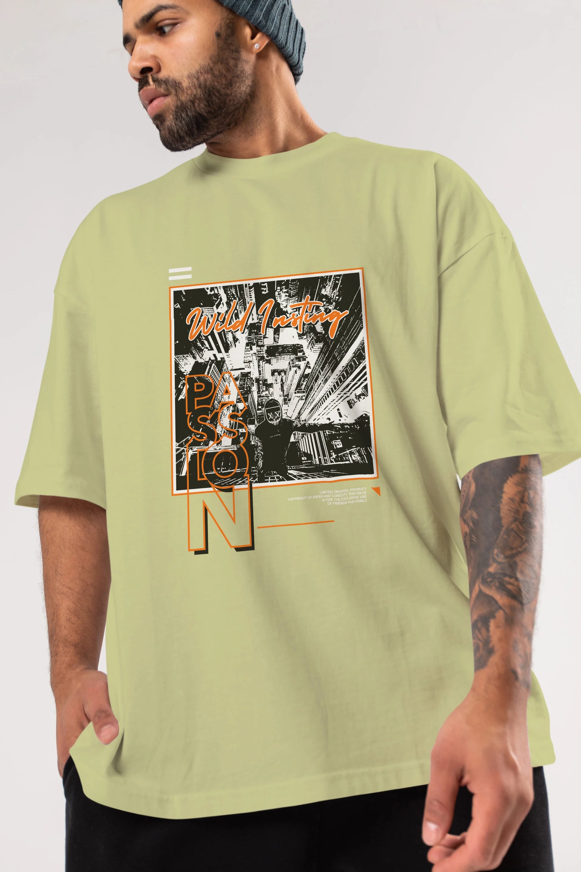Wild Passion Ön Baskılı Oversize t-shirt Erkek Kadın Unisex