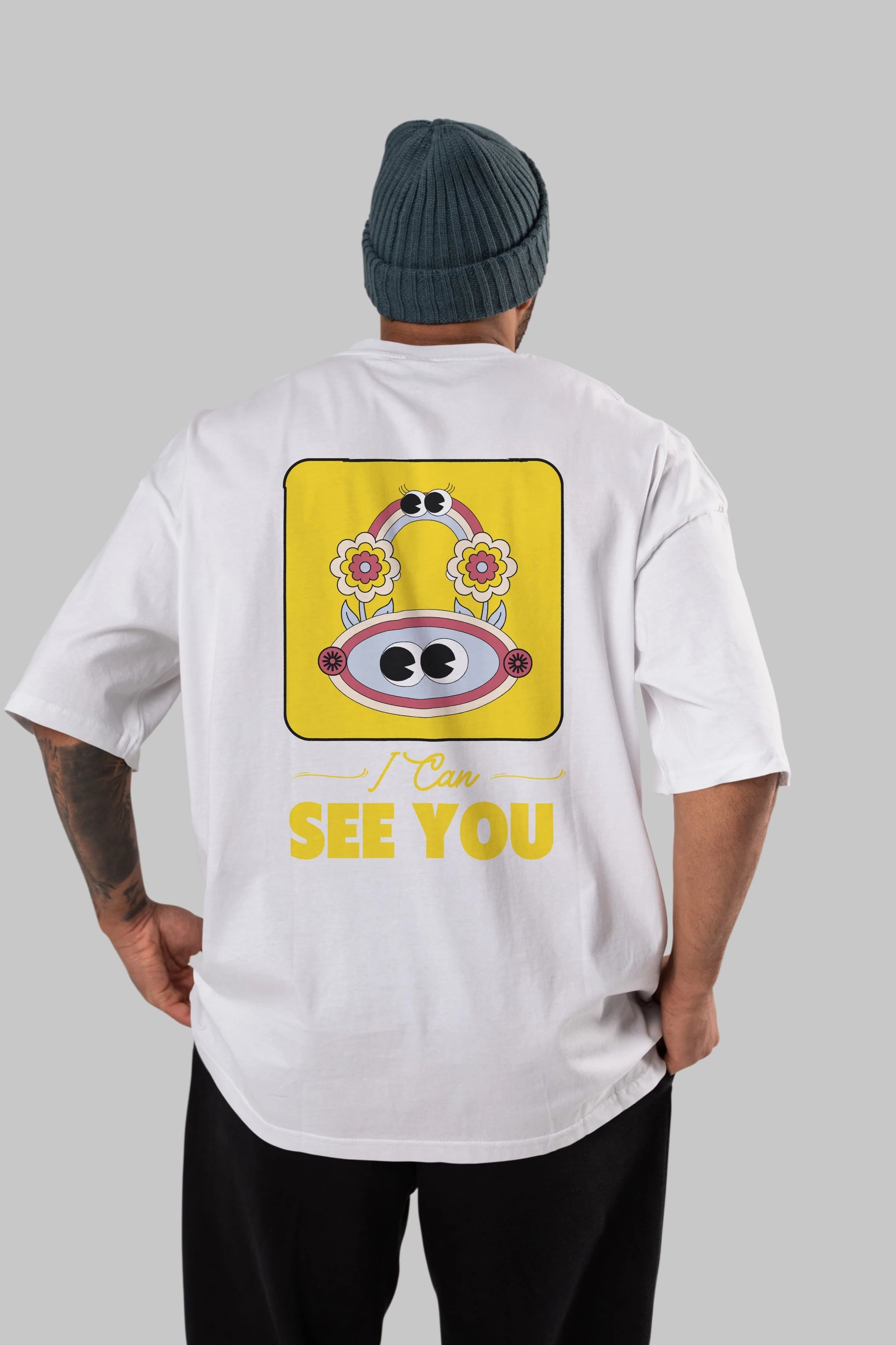 I Can See You Yazılı Arka Baskılı Oversize t-shirt Erkek Kadın Unisex
