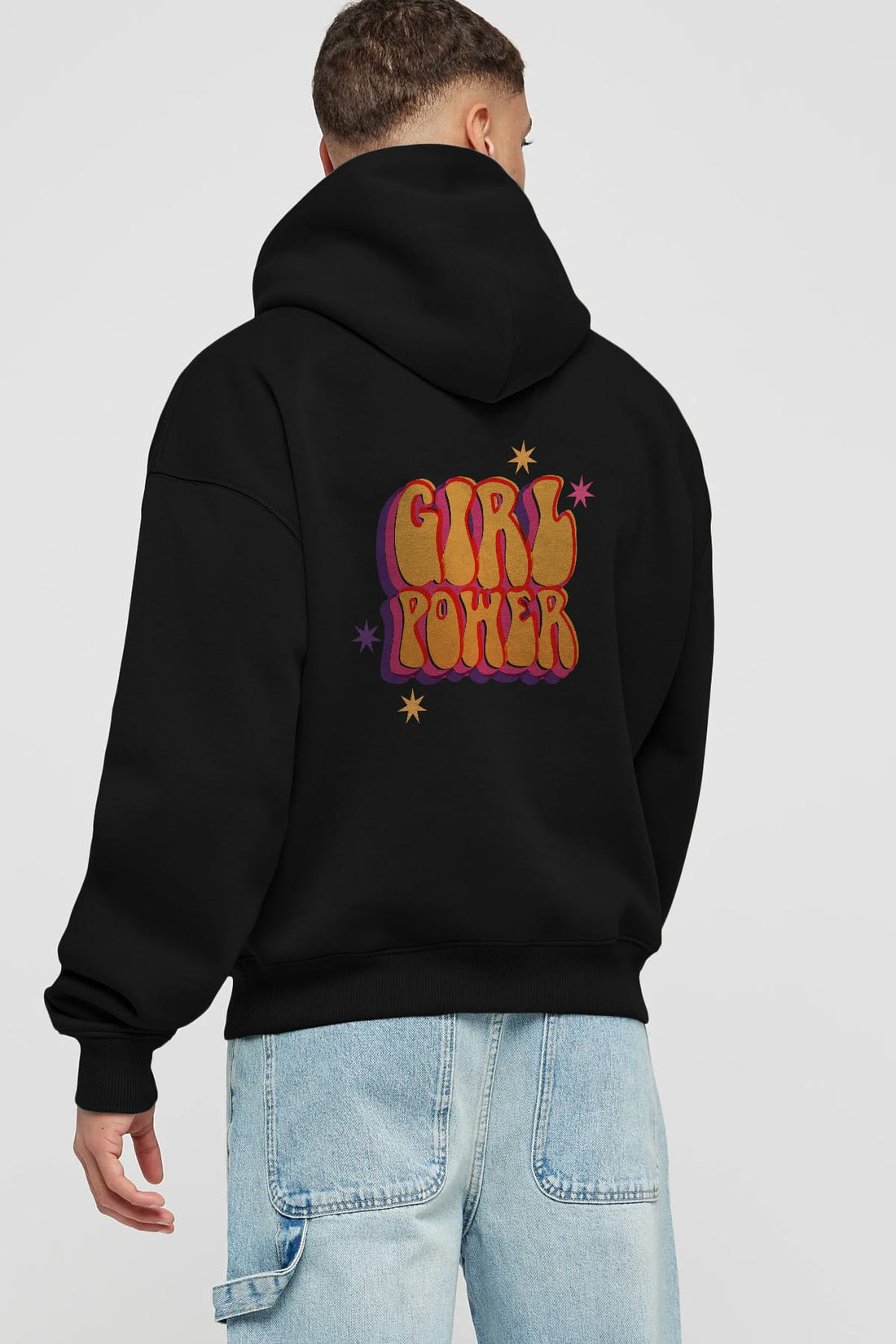 Girl Power Yazılı Arka Baskılı Oversize Hoodie Kapüşonlu Sweatshirt Erkek Kadın Unisex