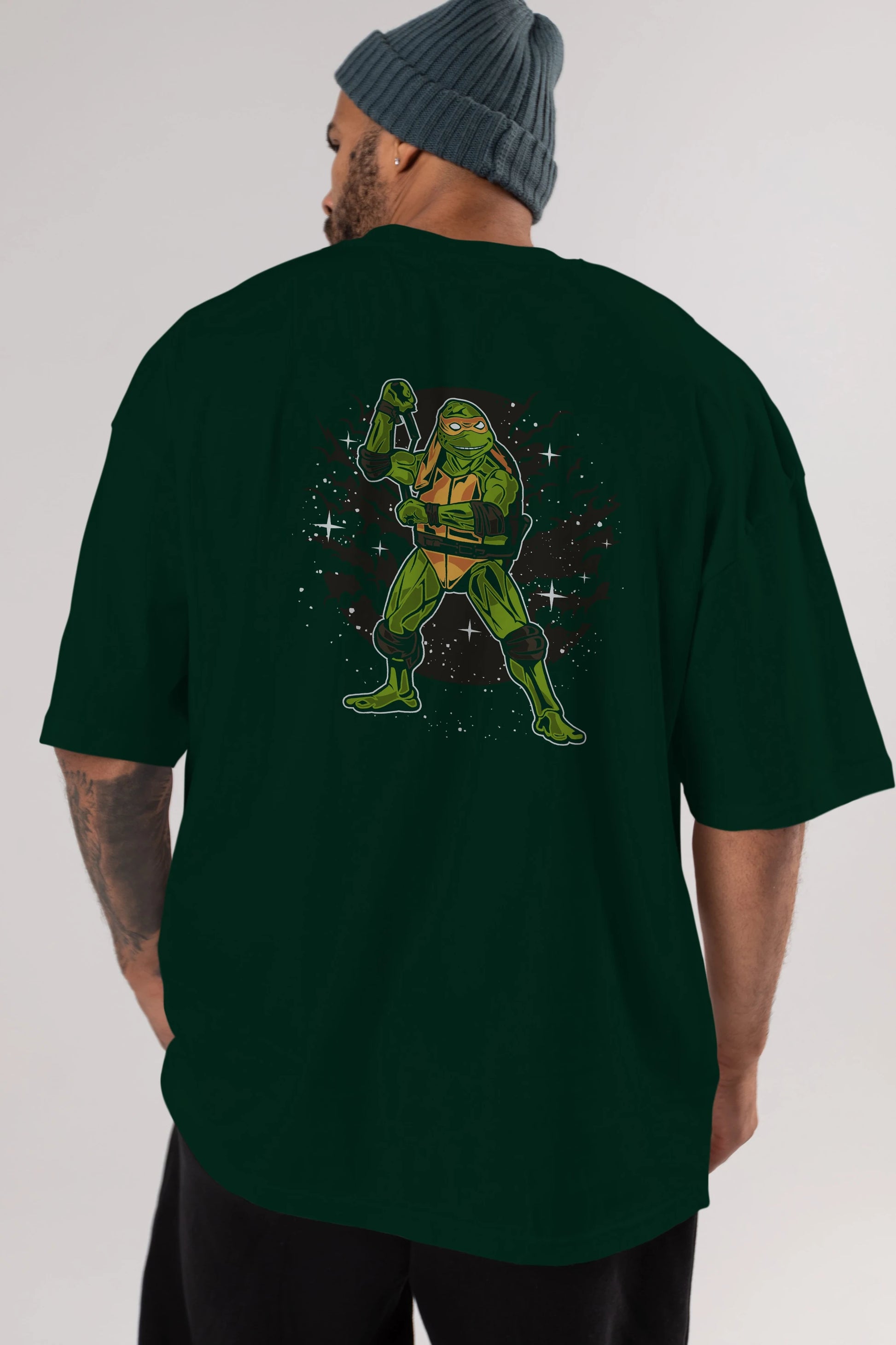 TURTLES Arka Baskılı Oversize t-shirt Erkek Kadın Unisex %100 Pamuk