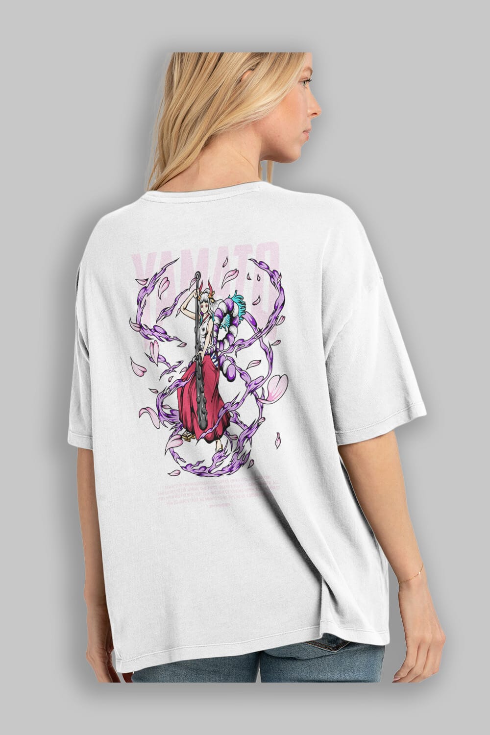 Yamato Anime Arka Baskılı Oversize t-shirt Erkek Kadın Unisex