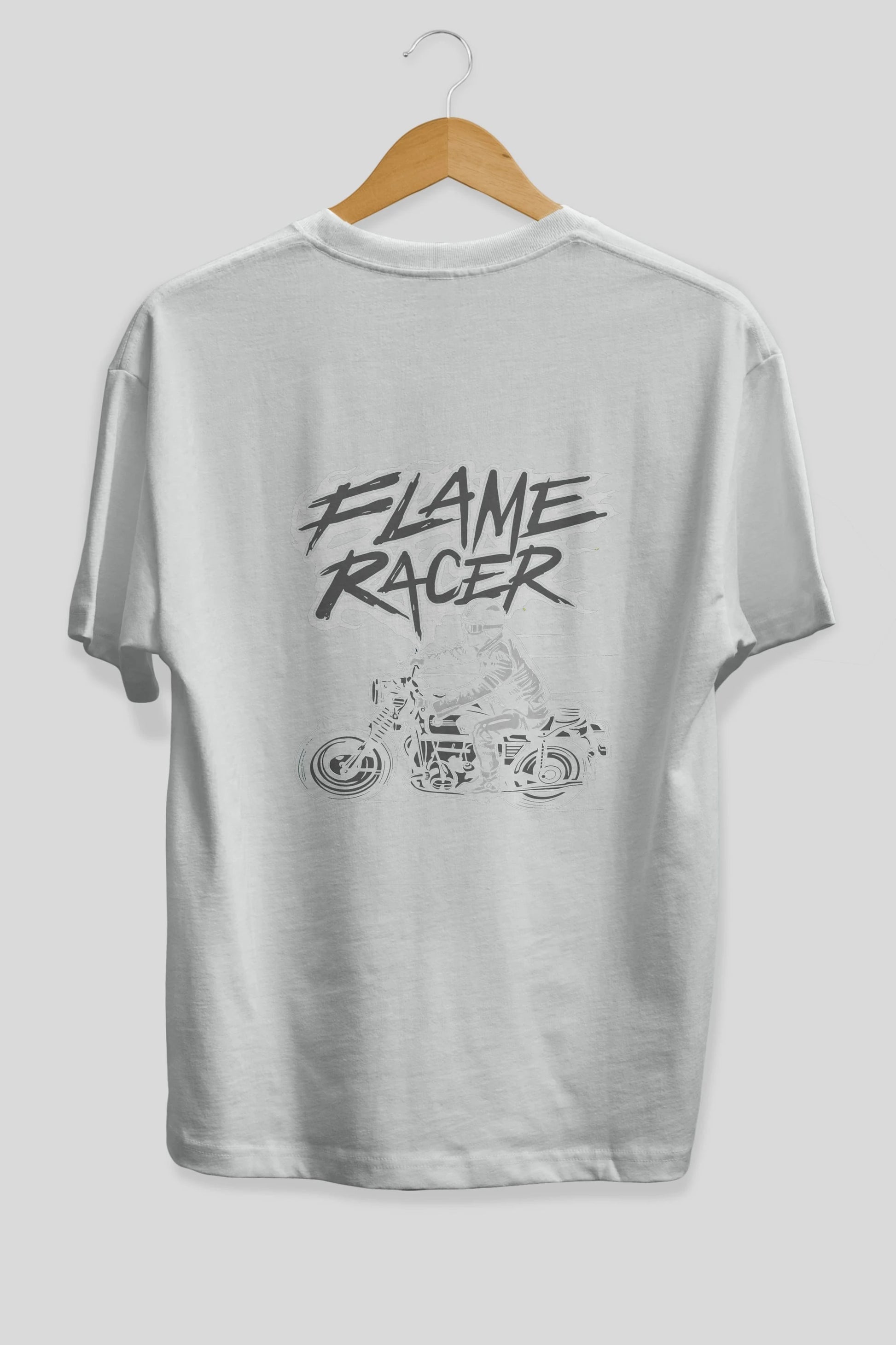 Flame Racer Arka Baskılı Oversize t-shirt Erkek Kadın Unisex %100 Pamuk