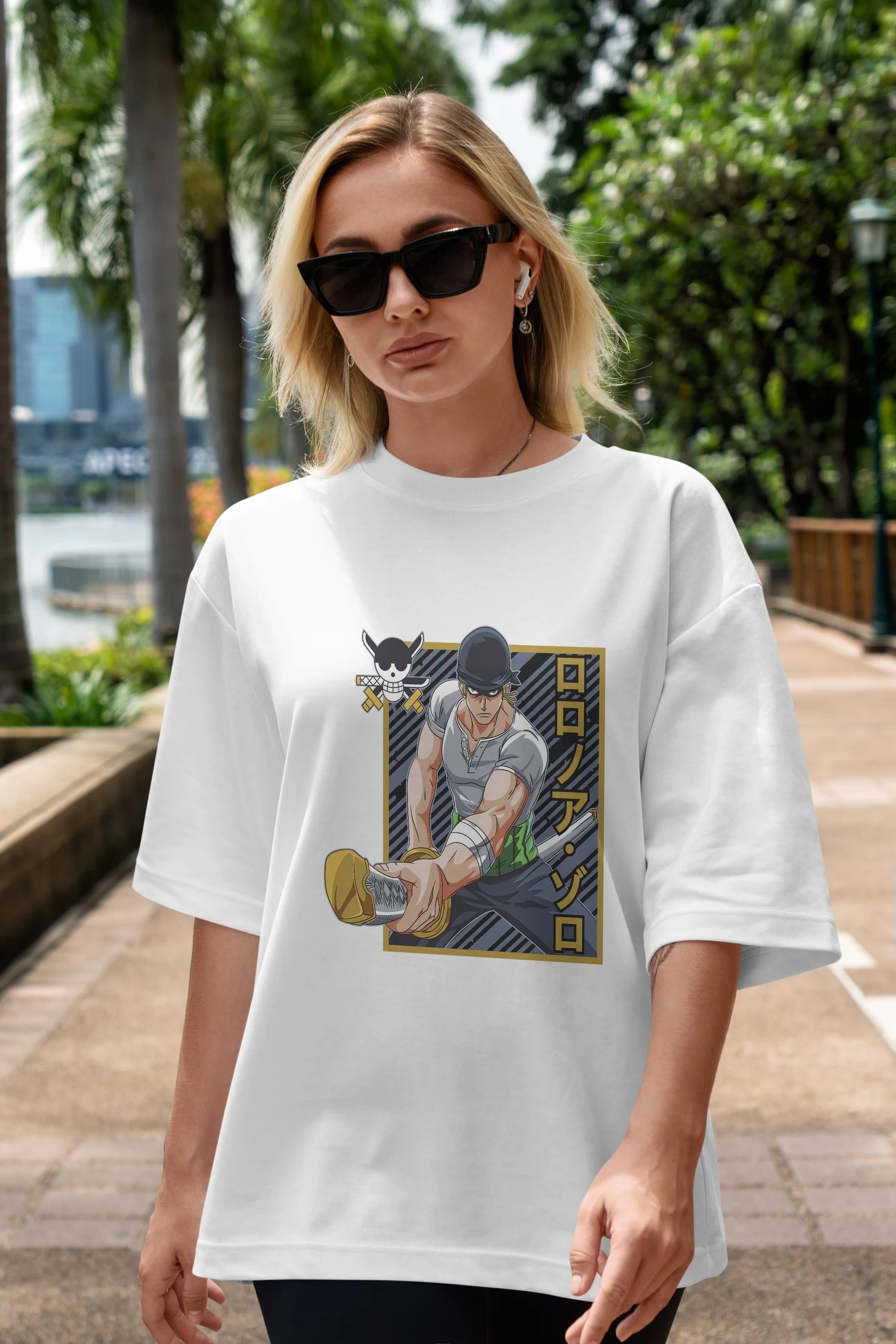 RORONOA ZORO Anime Ön Baskılı Oversize t-shirt %100 pamuk Erkek Kadın Unisex