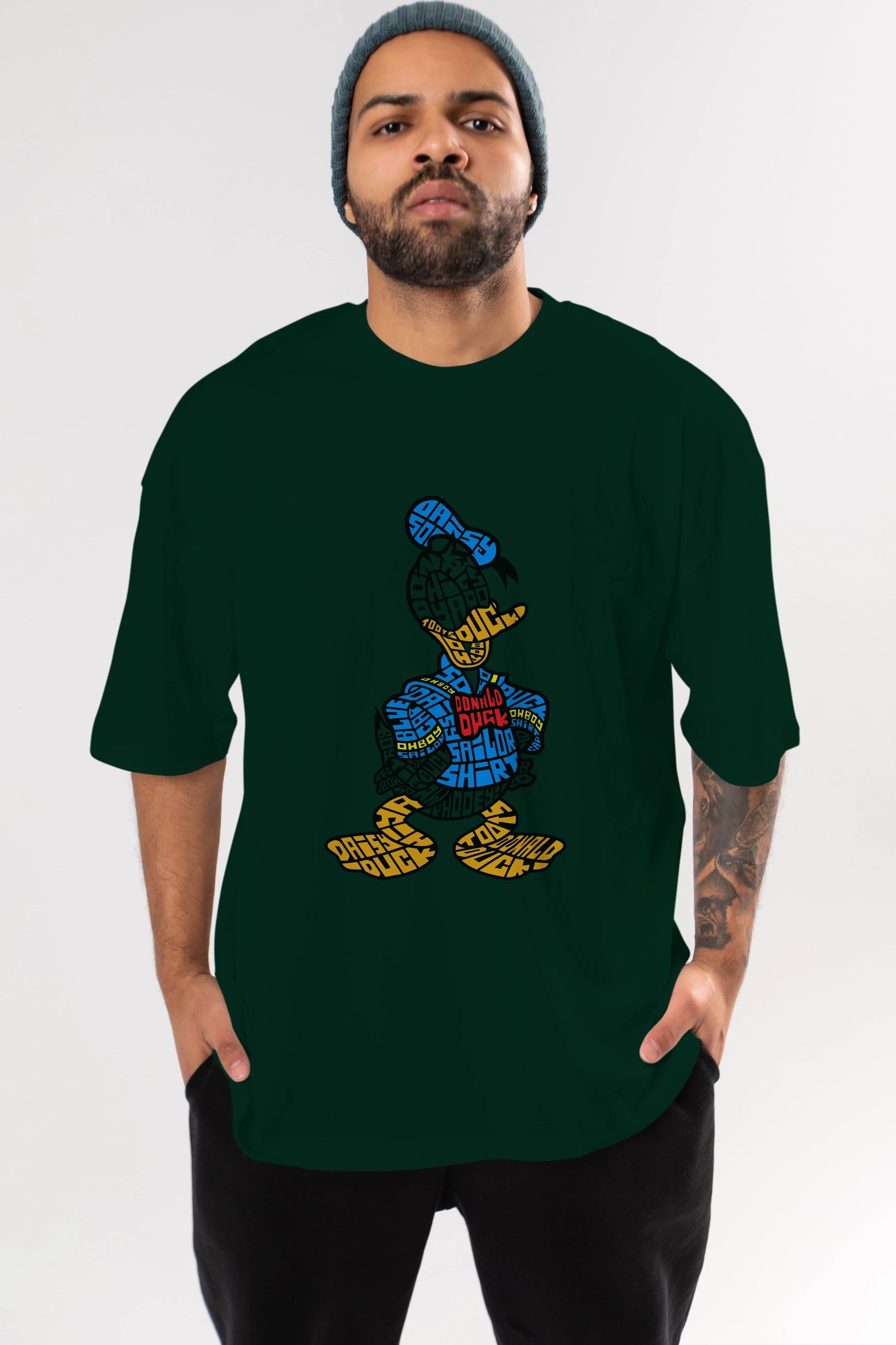 Donald Ön Baskılı Oversize t-shirt %100 pamuk Erkek Kadın Unisex