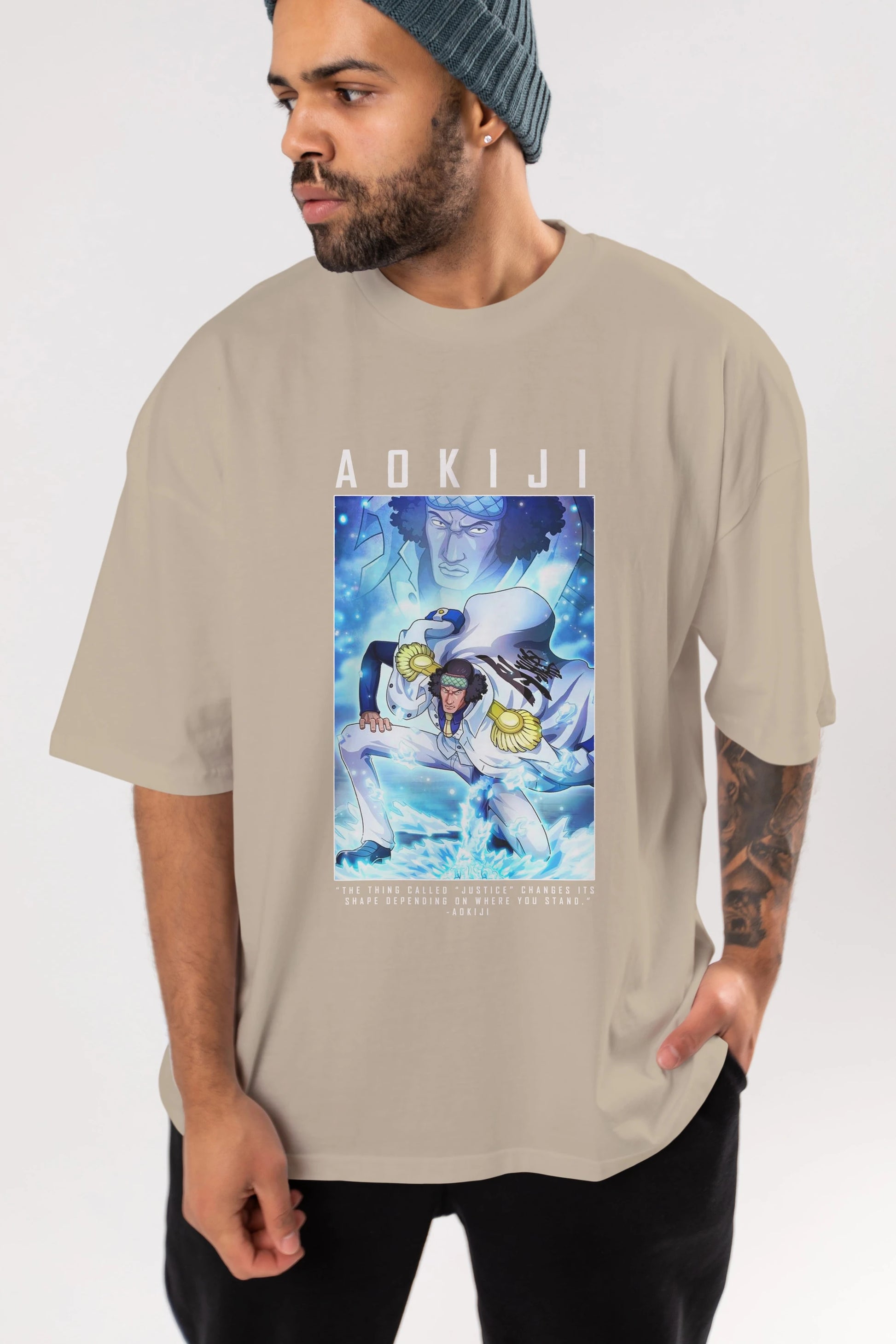 Kuzan Anime Ön Baskılı Oversize t-shirt Erkek Kadın Unisex