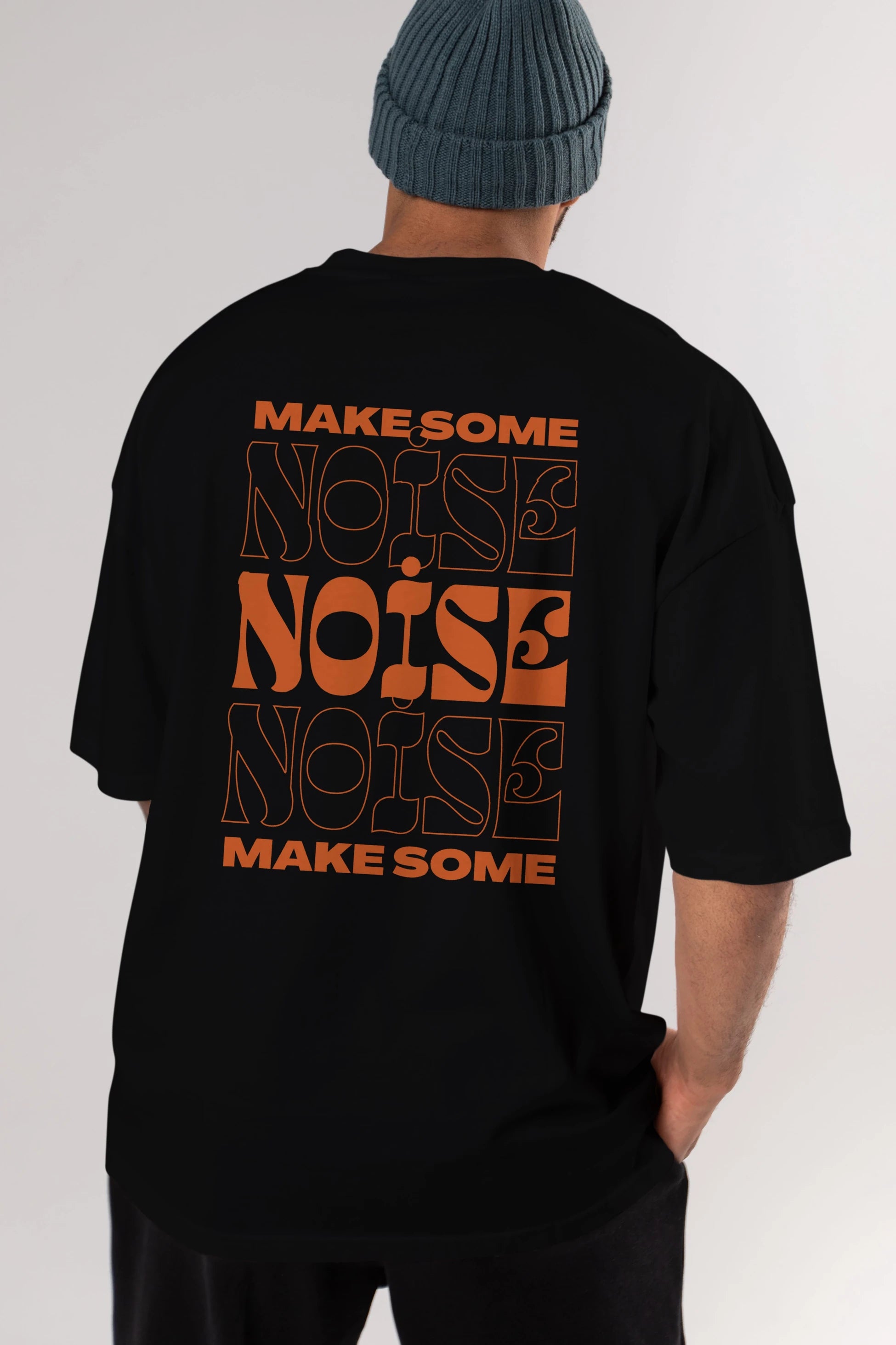 Make Some Noise Yazılı 2 Arka Baskılı Oversize t-shirt Erkek Kadın Unisex