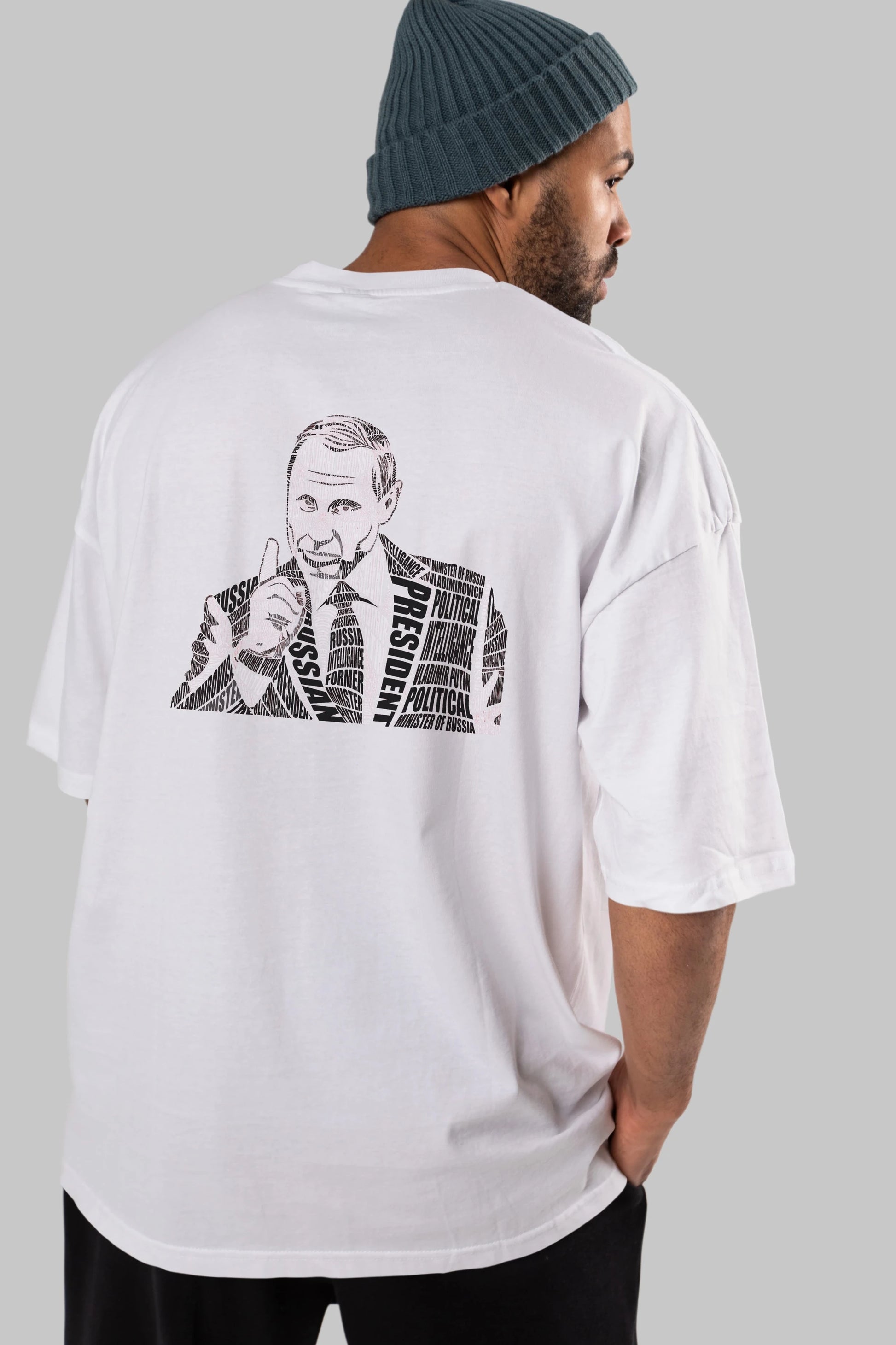 Putin Calligram Arka Baskılı Oversize t-shirt %100 pamuk Erkek Kadın Unisex