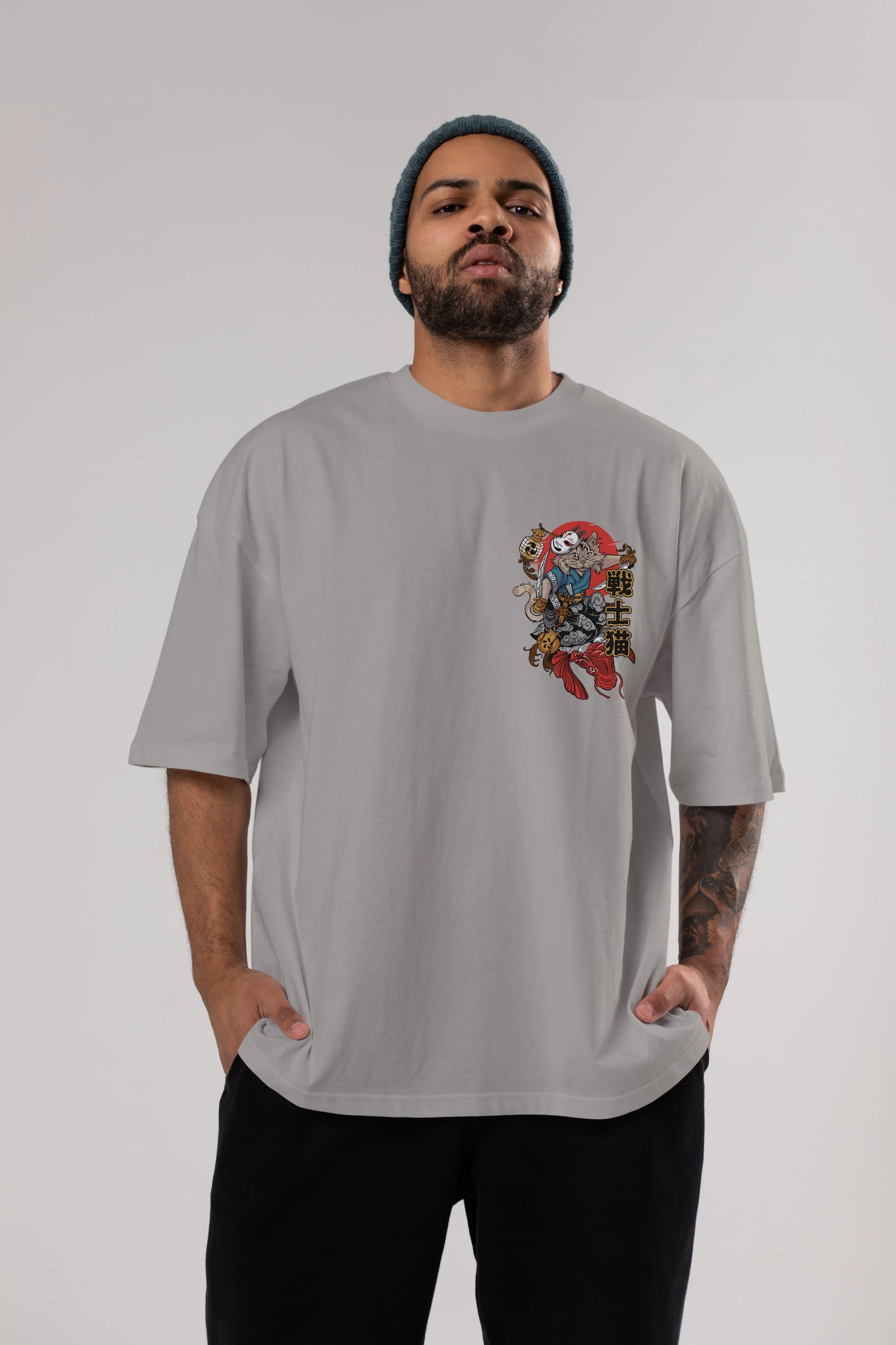 TRIBAL (2) Ön Sol Baskılı Oversize t-shirt Erkek Kadın Unisex %100 Pamuk Bisiklet Yaka tişort