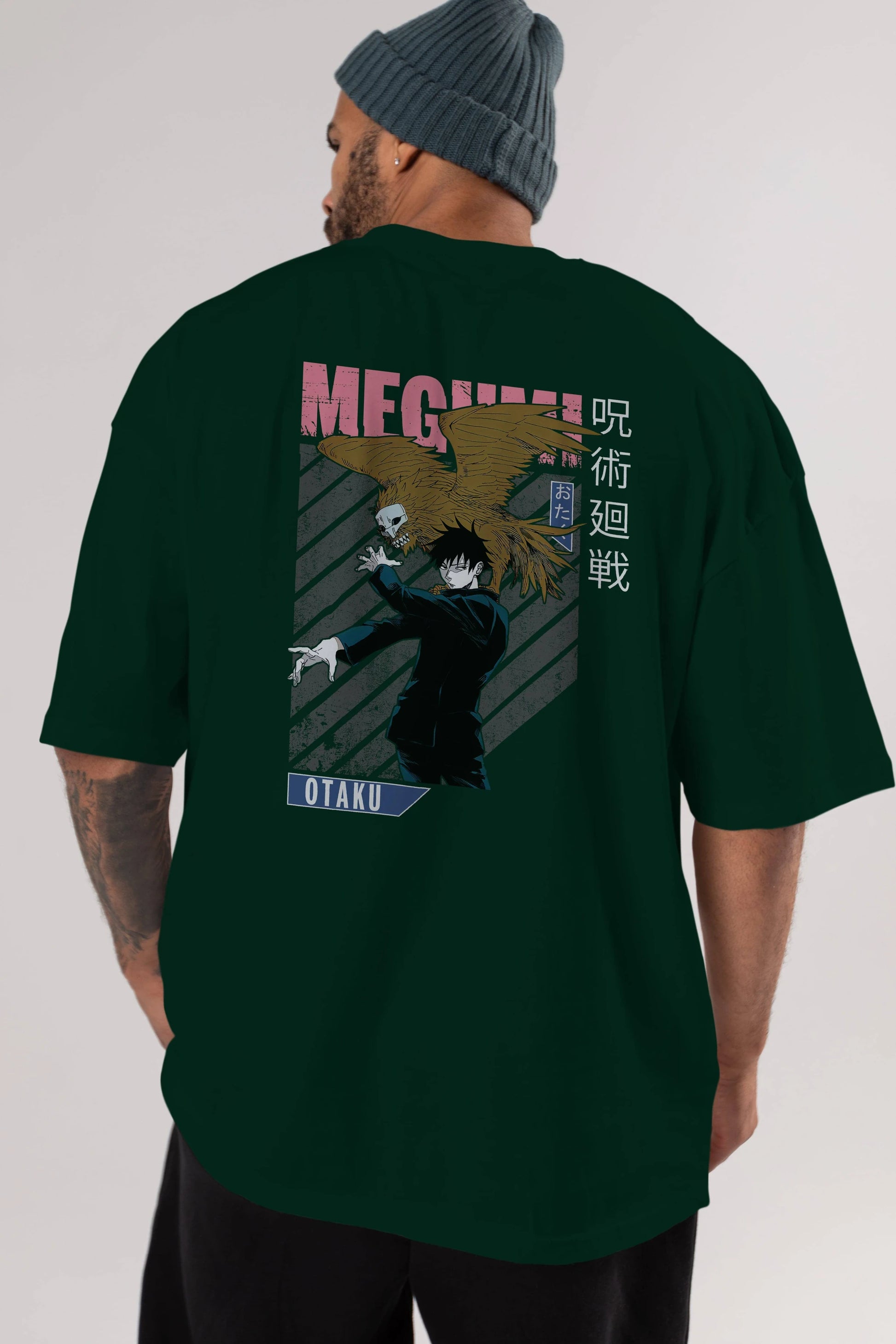 Megumi Fushiguro 2 Anime Arka Baskılı Oversize t-shirt Erkek Kadın Unisex