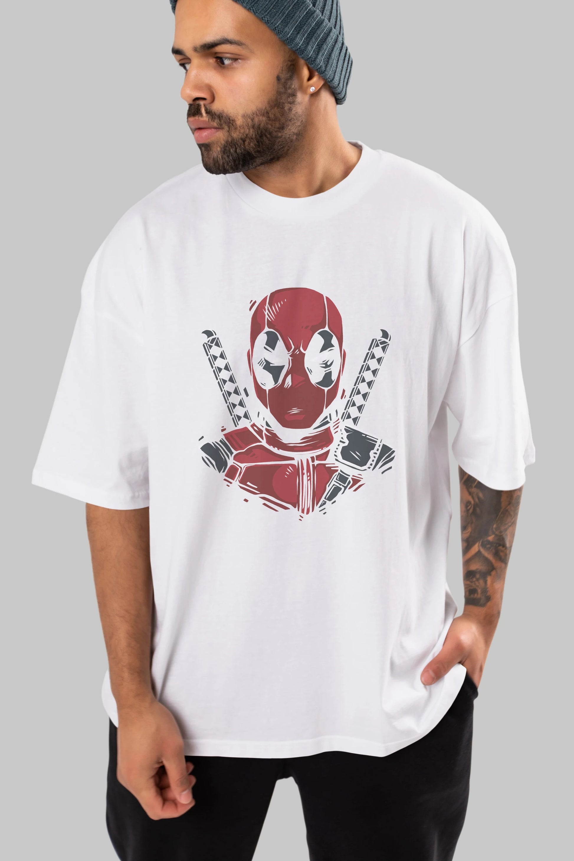 Deadpool (4) Ön Baskılı Oversize t-shirt Erkek Kadın Unisex %100 Pamuk Bisiklet Yaka tişort