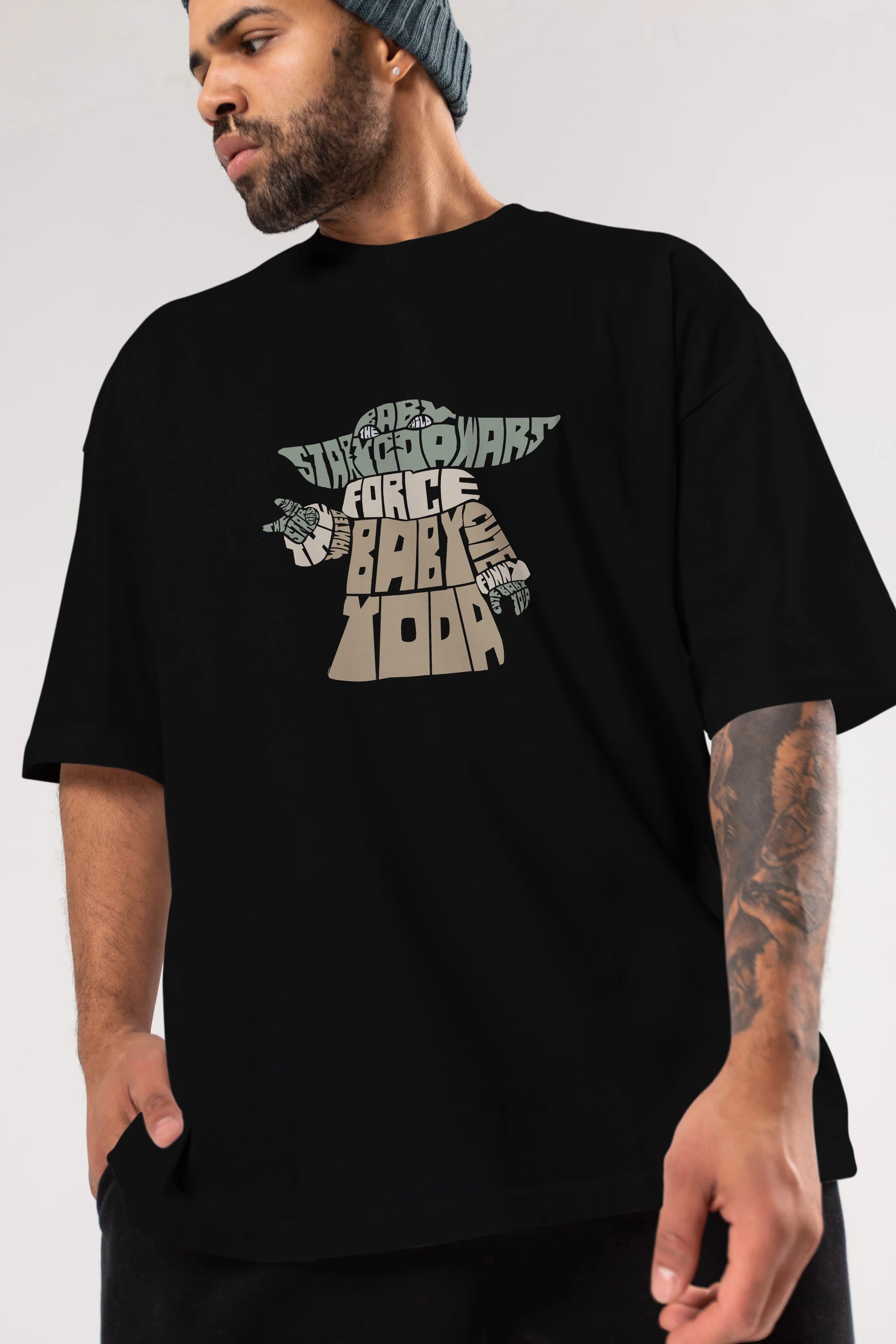 Baby Yoda Ön Baskılı Oversize t-shirt %100 pamuk Erkek Kadın Unisex
