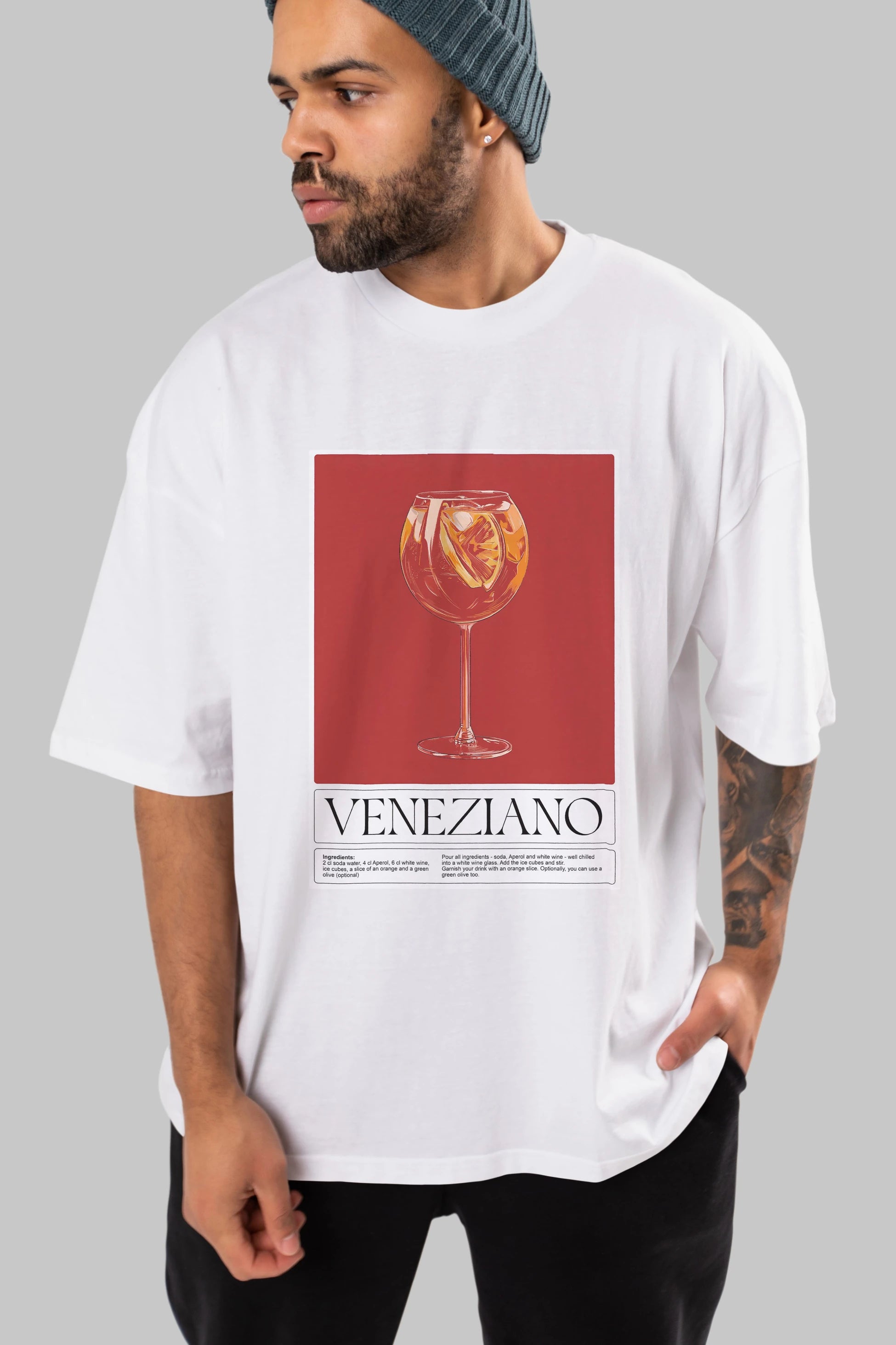 Veneziano Ön Baskılı Oversize t-shirt Erkek Kadın Unisex %100 Pamuk Bisiklet Yaka tişort