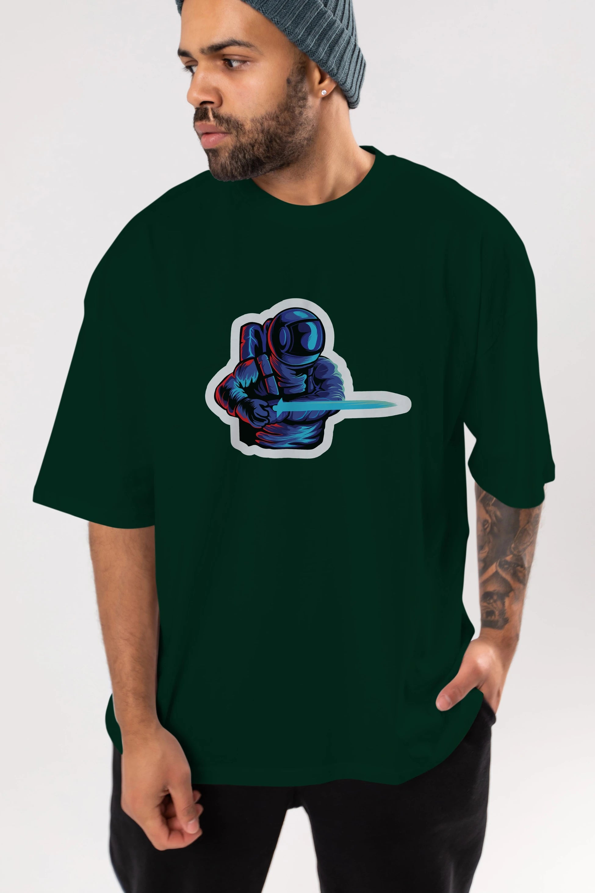 Astro Knight Sticker Ön Baskılı Oversize t-shirt Erkek Kadın Unisex
