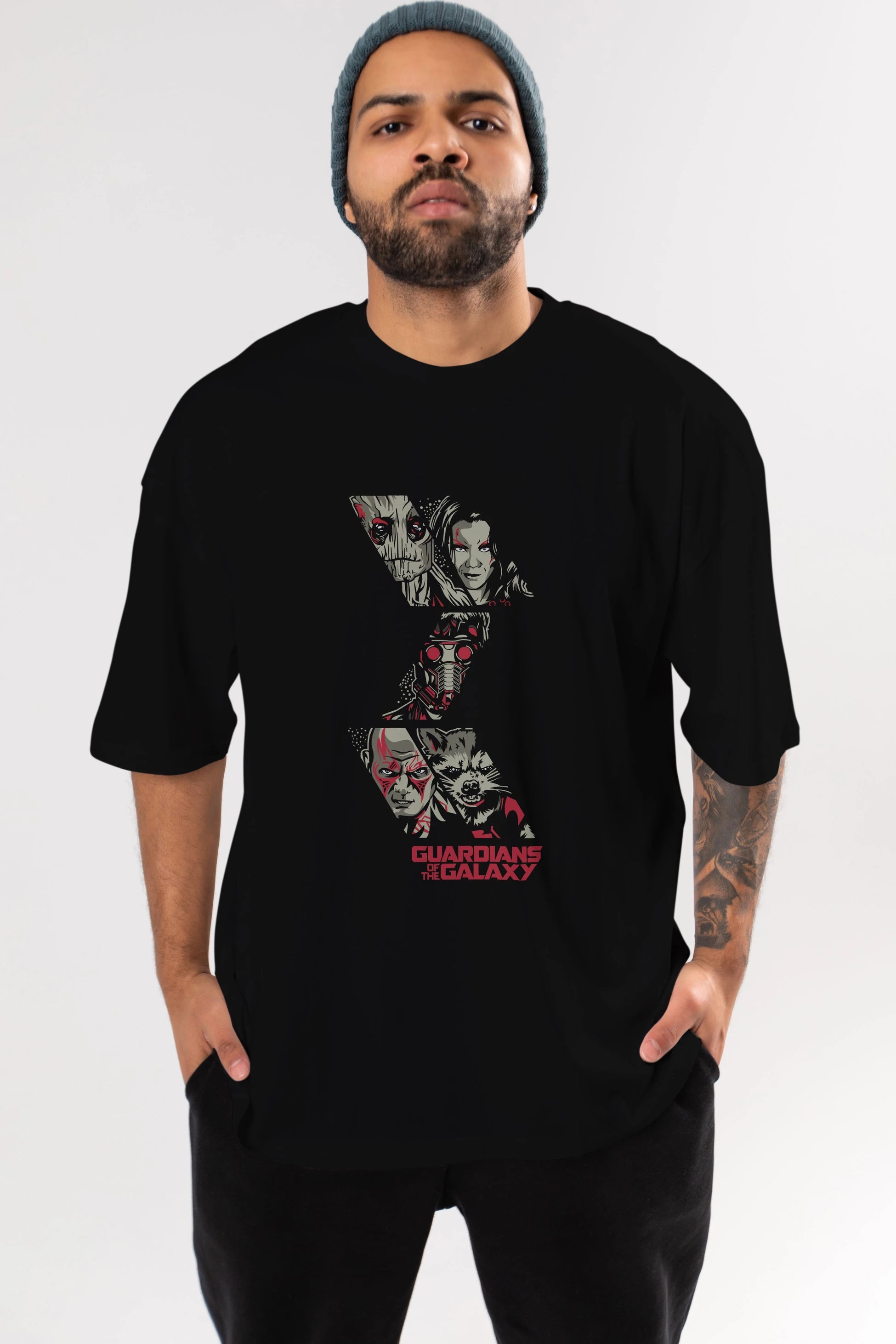 Guardians of The Galaxy (2) Ön Baskılı Oversize t-shirt Erkek Kadın Unisex %100 Pamuk Bisiklet Yaka tişort