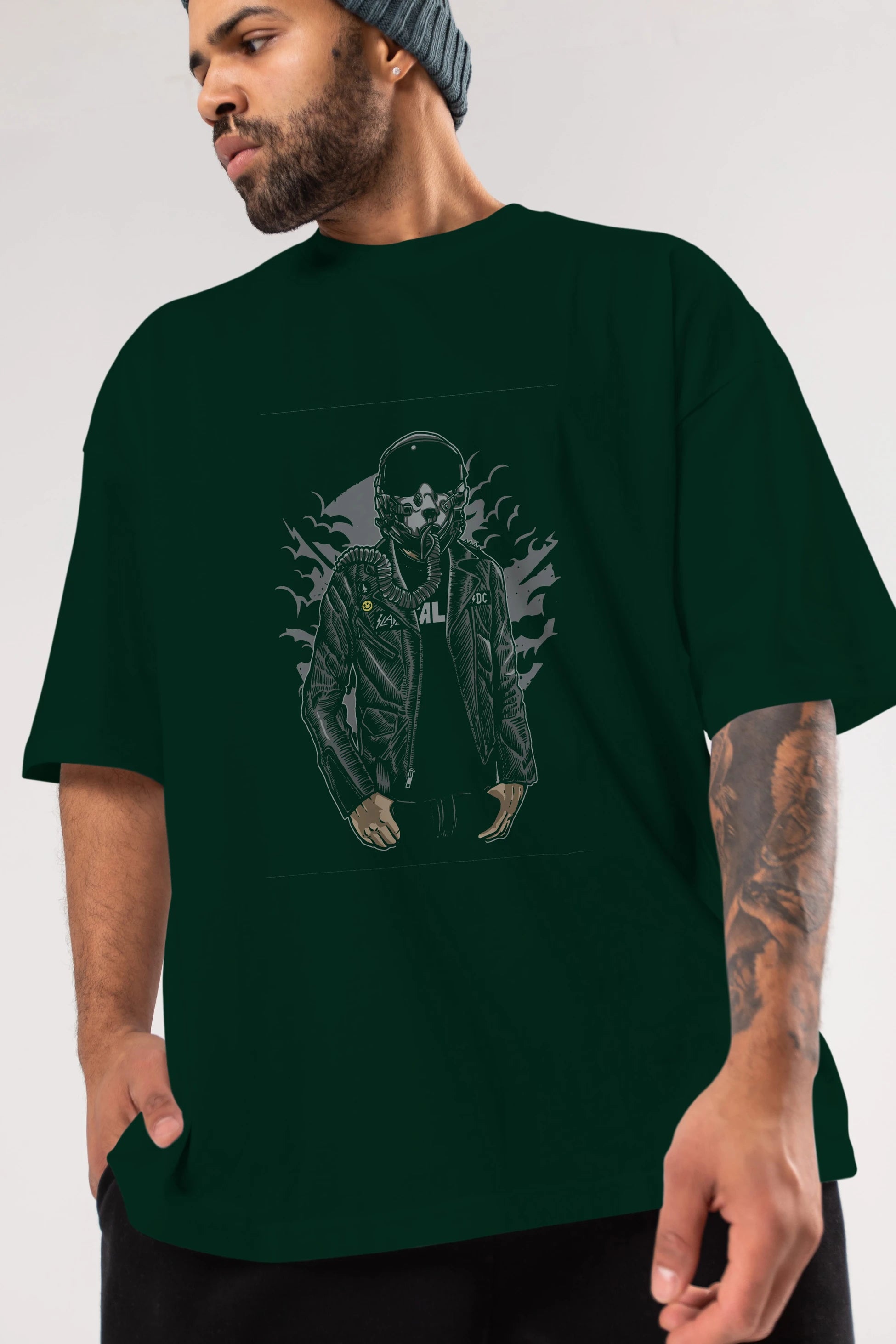 Sky Fighter Ön Baskılı Oversize t-shirt Erkek Kadın Unisex %100 Pamuk tişort