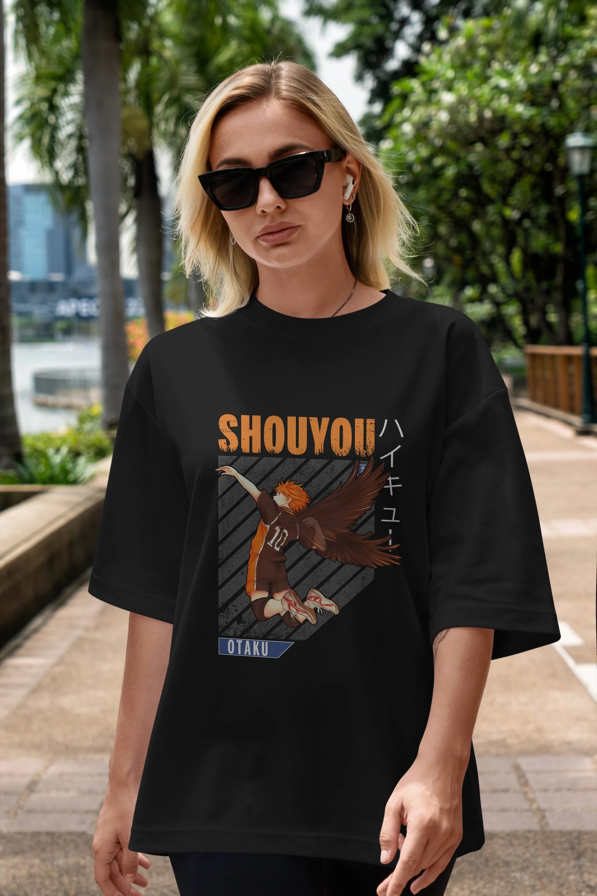 Shouyou Hinata 10 Anime Ön Baskılı Oversize t-shirt %100 pamuk Erkek Kadın Unisex
