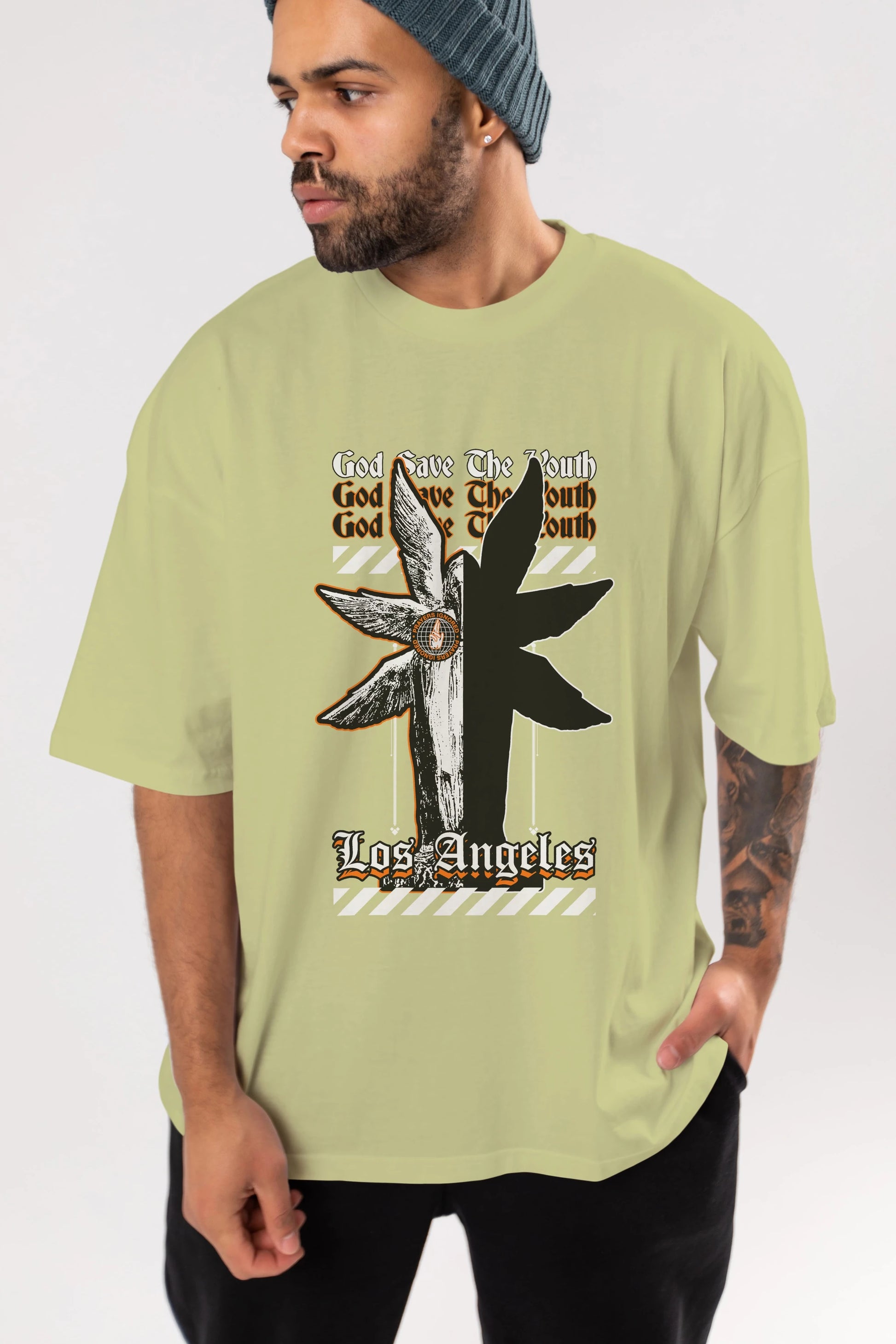 God Save The Youth Ön Baskılı Oversize t-shirt Erkek Kadın Unisex