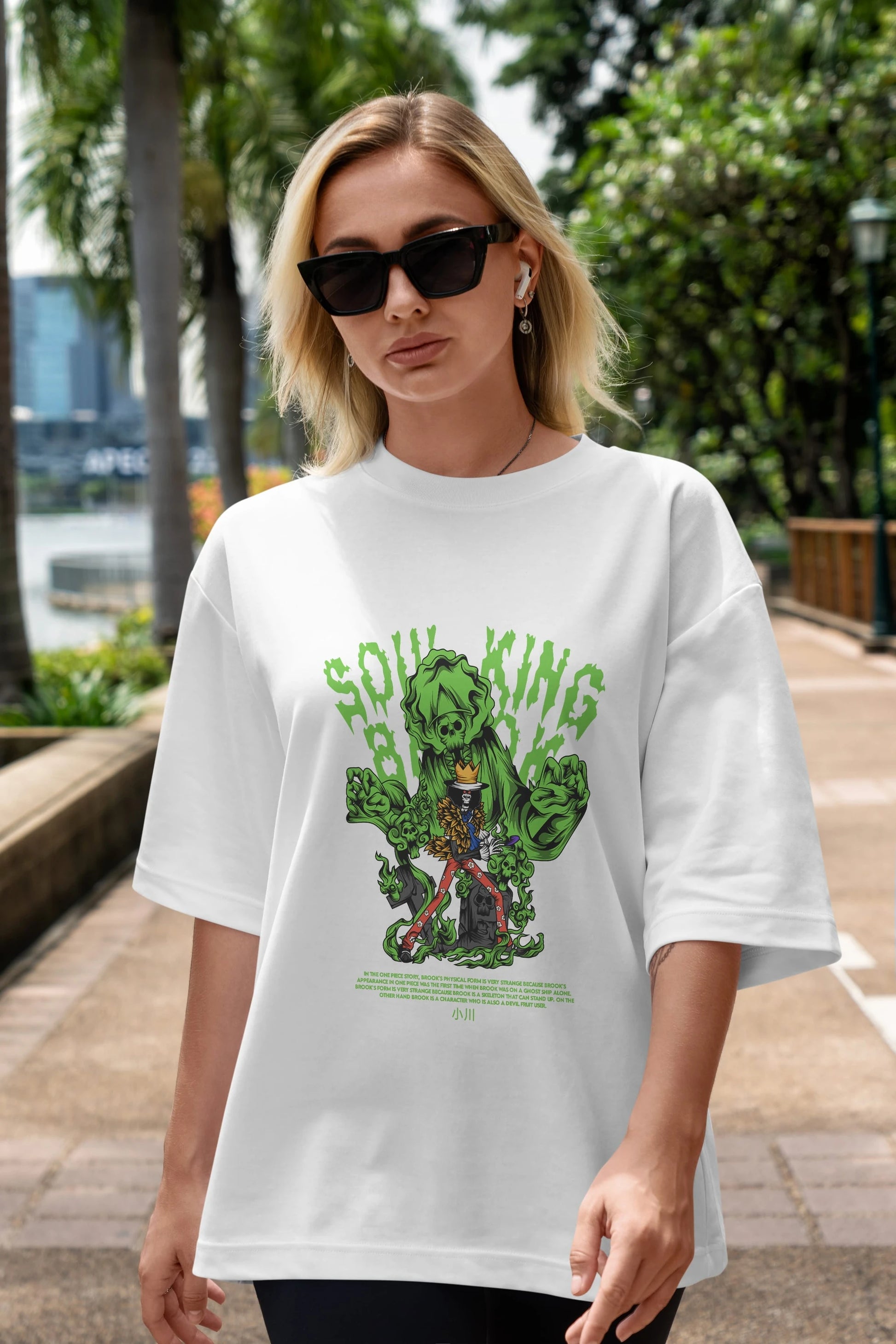 Soul King Brook Anime Ön Baskılı Oversize t-shirt %100 pamuk Erkek Kadın Unisex