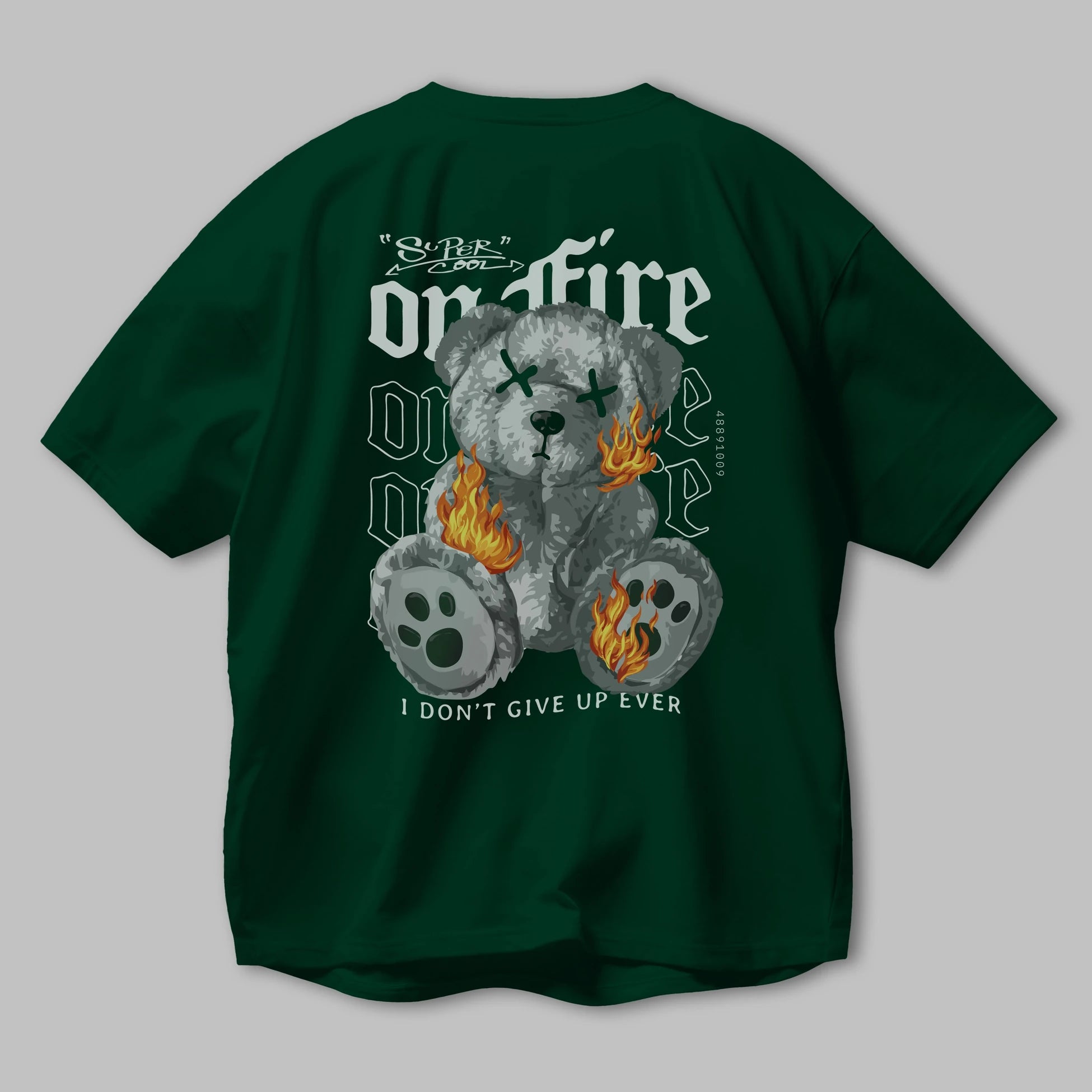 Teddy Bear On Fire Arka Baskılı Oversize t-shirt Erkek Kadın Unisex