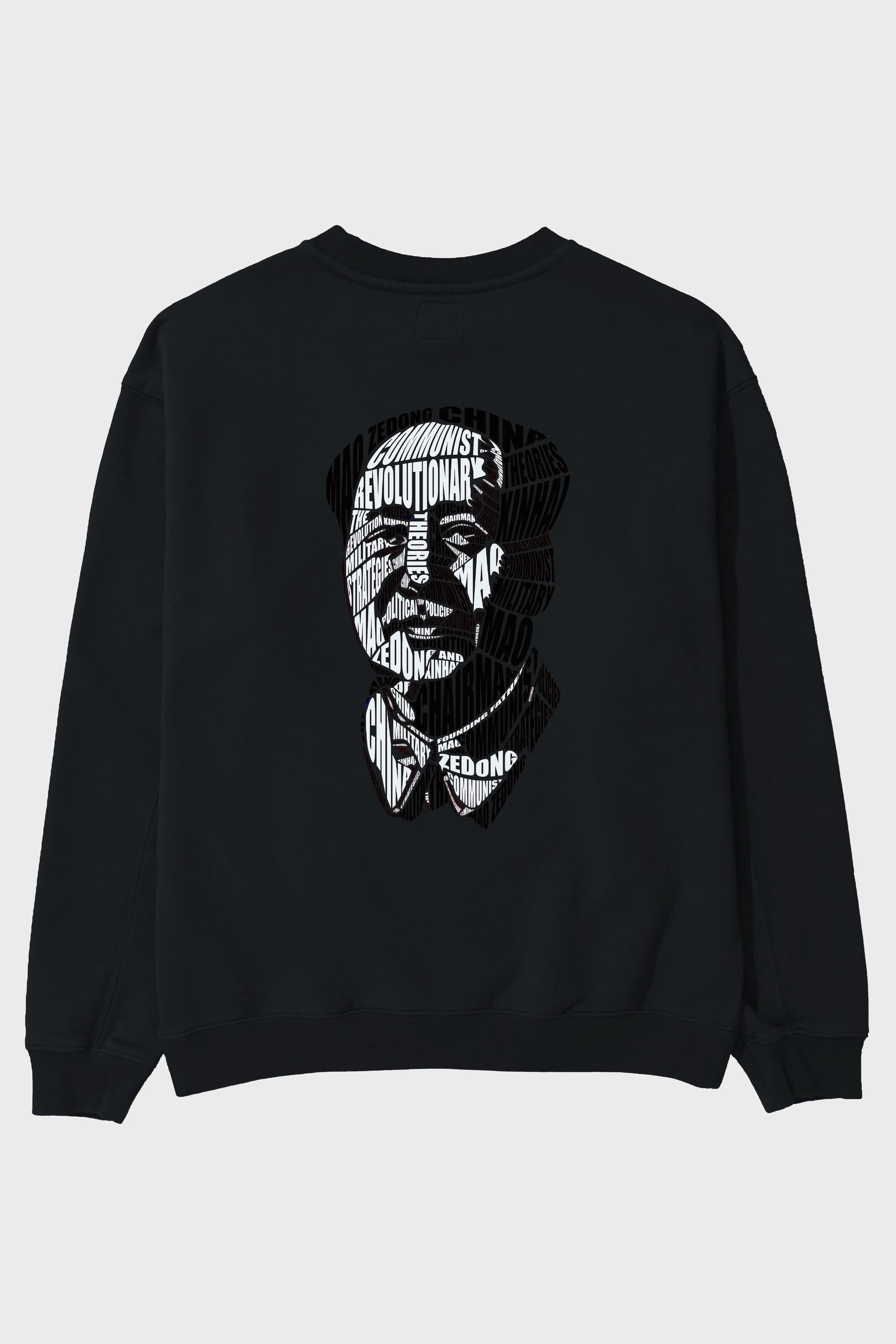 Mao Zedong Calligram Arka Baskılı Oversize Sweatshirt Erkek Kadın Unisex