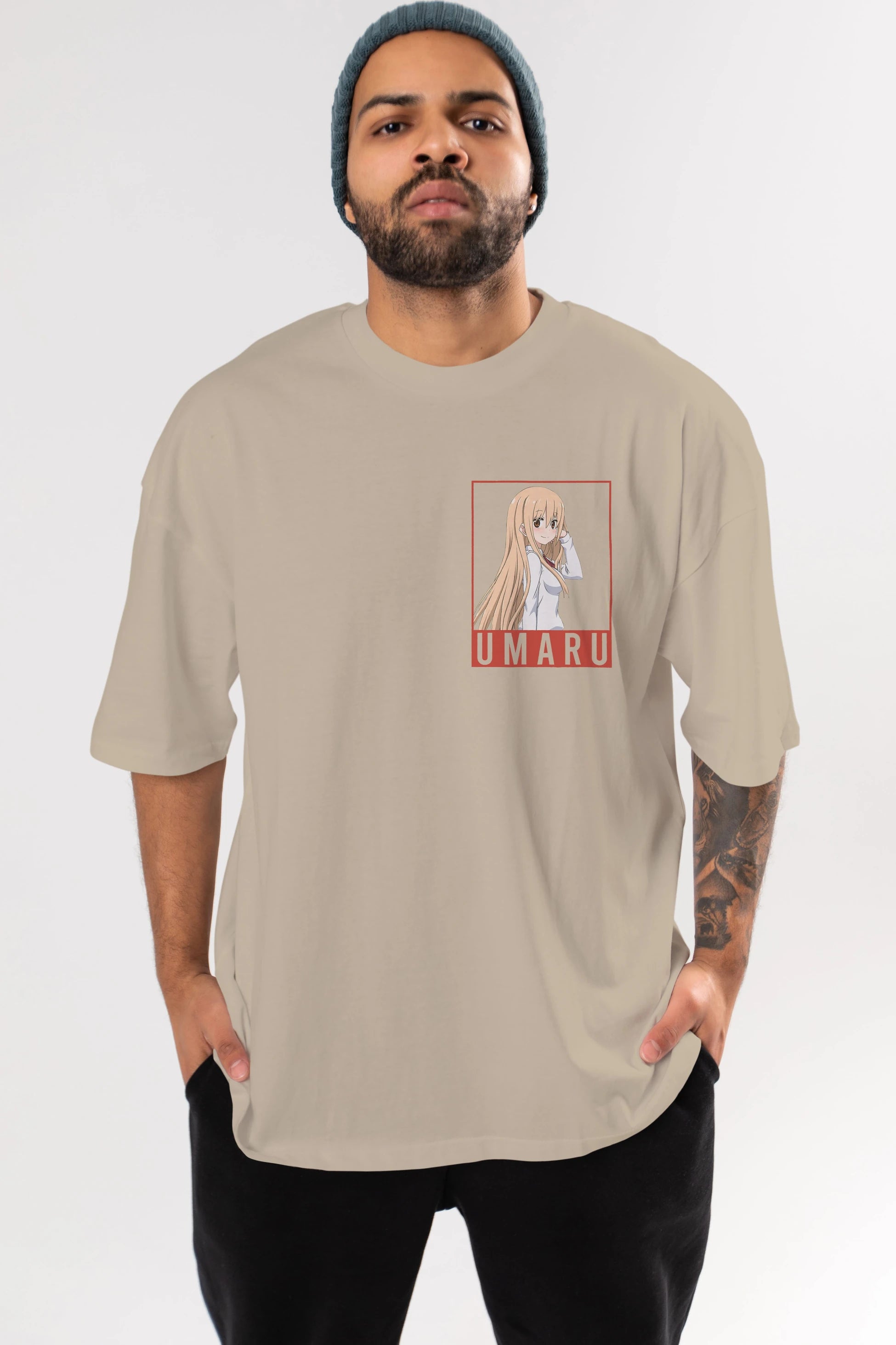 Umaru Doma 2 (2) Ön Sol Baskılı Oversize t-shirt Erkek Kadın Unisex %100 Pamuk Bisiklet Yaka tişort