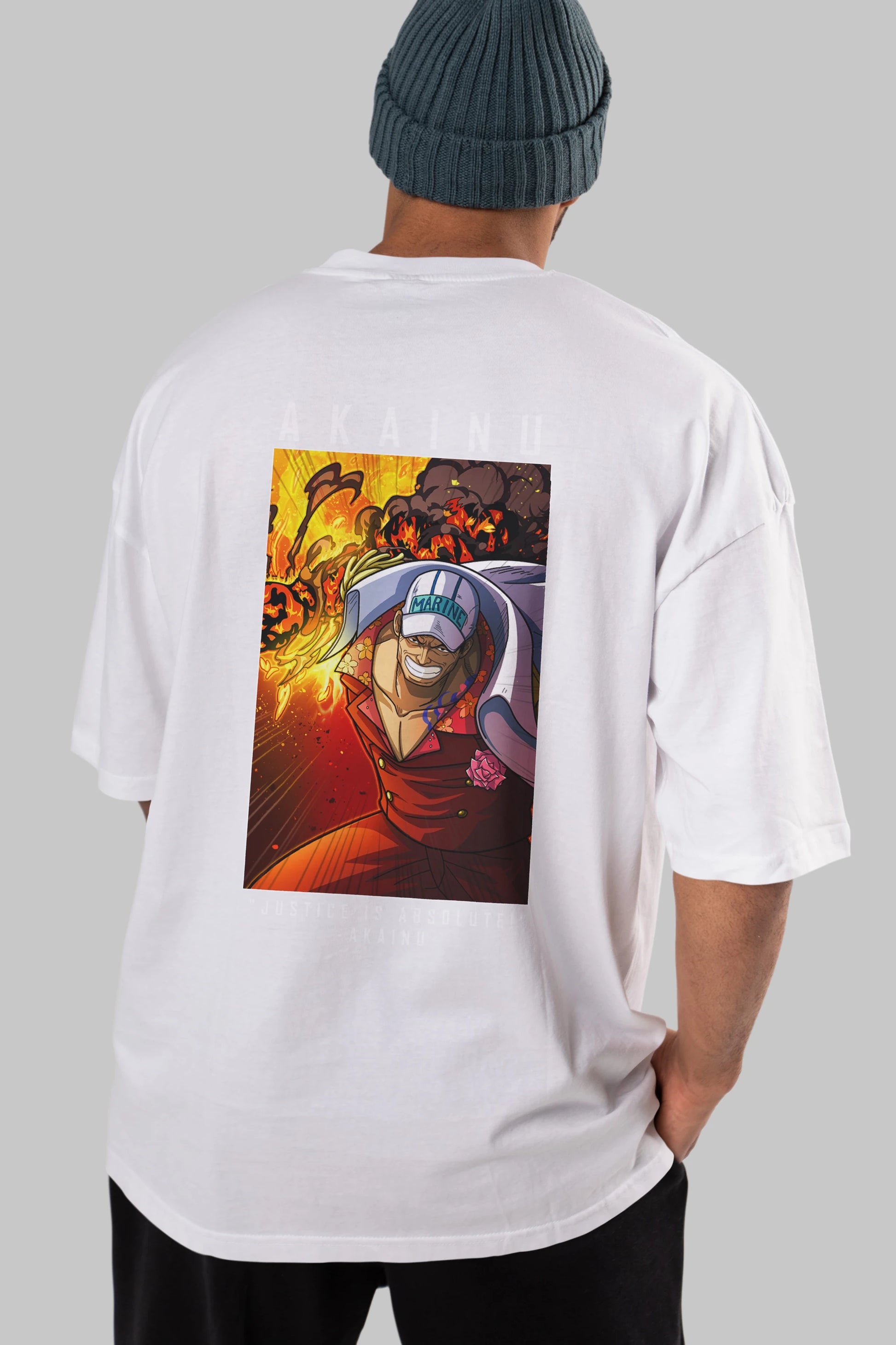 Sakazuki Anime Arka Baskılı Oversize t-shirt Erkek Kadın Unisex %100 pamuk tişort
