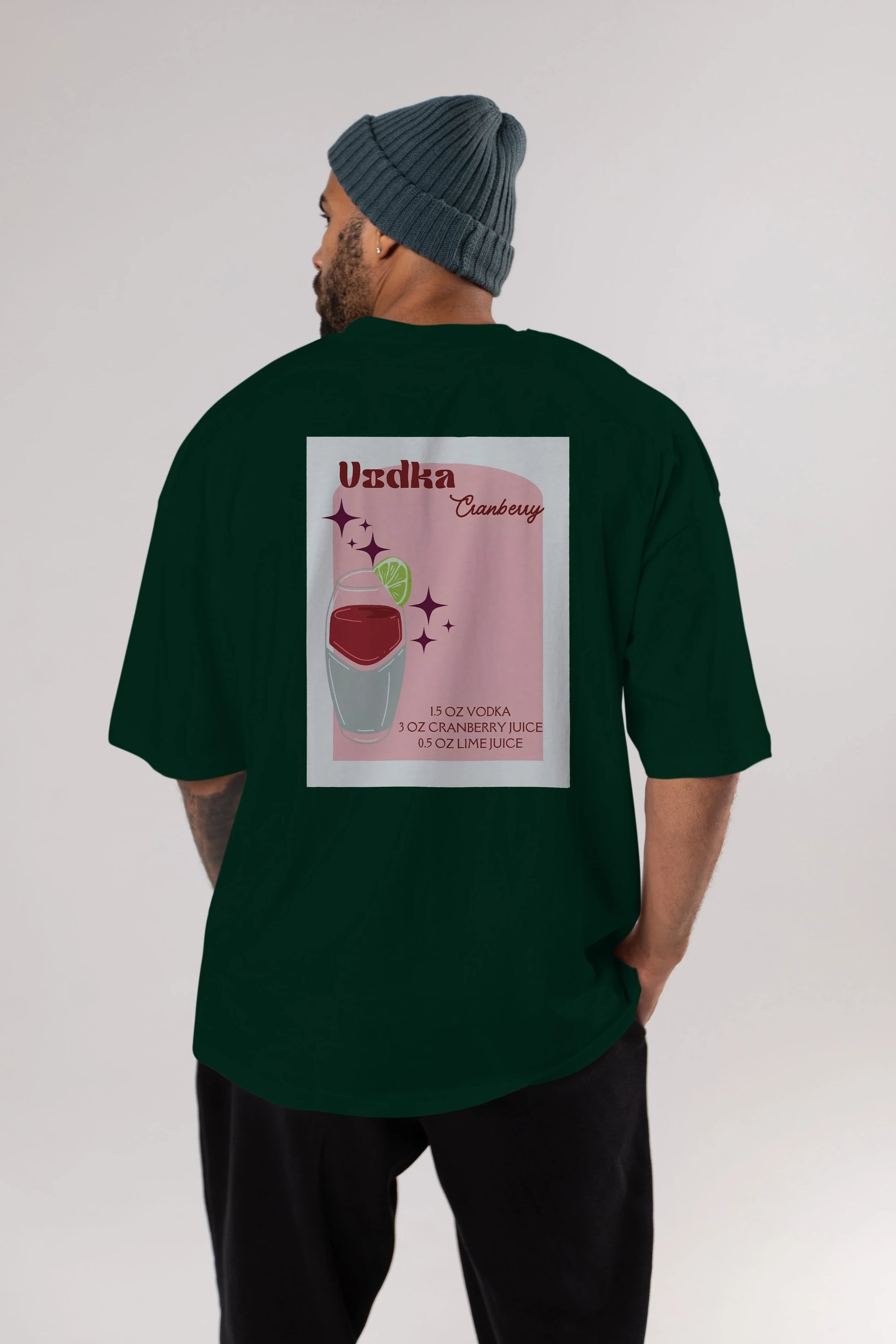 Vodka Cranberry 2 Arka Baskılı Oversize t-shirt Erkek Kadın Unisex %100 Pamuk Bisiklet Yaka tişort