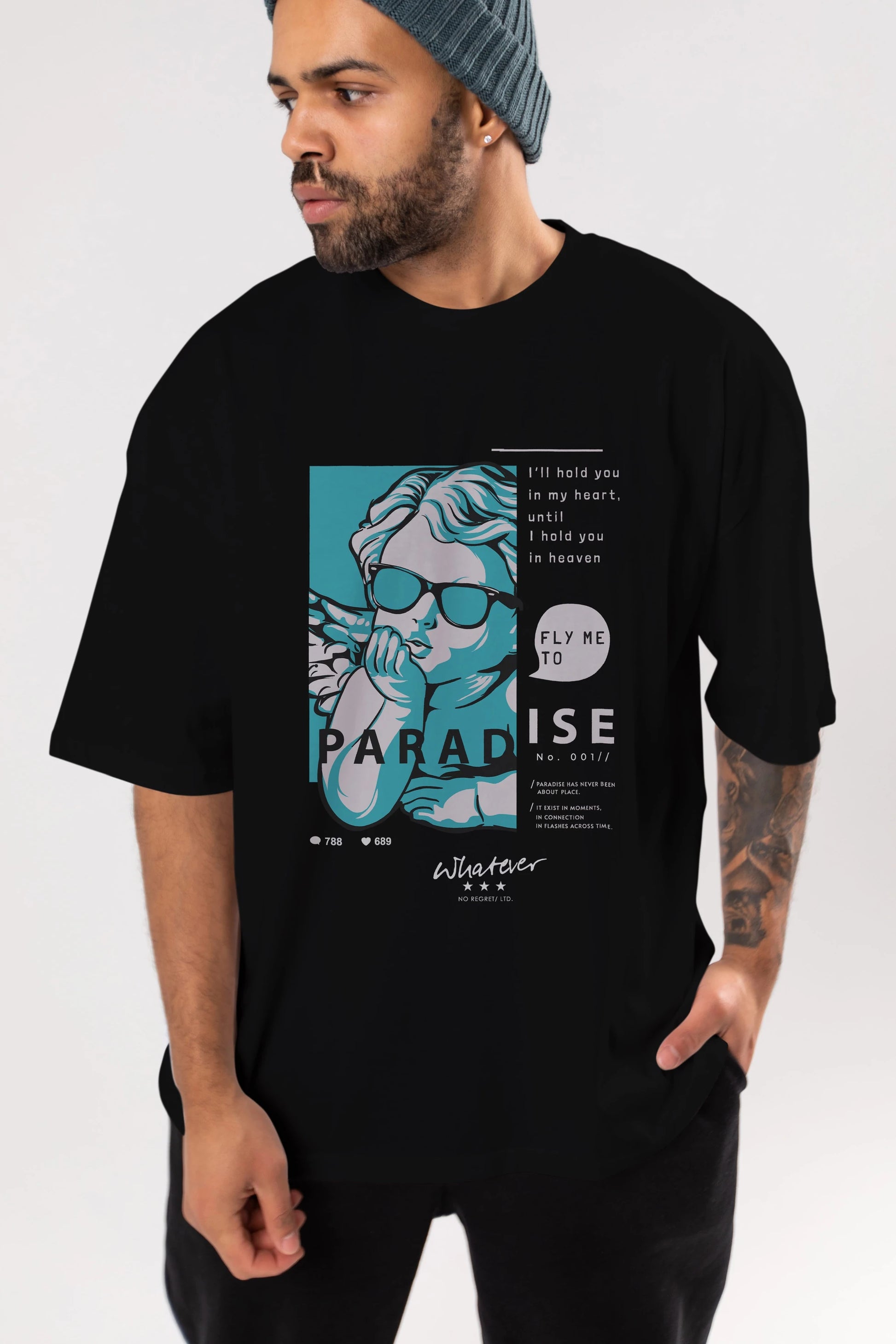 Paradise Fly to Me Ön Baskılı Oversize t-shirt Erkek Kadın Unisex