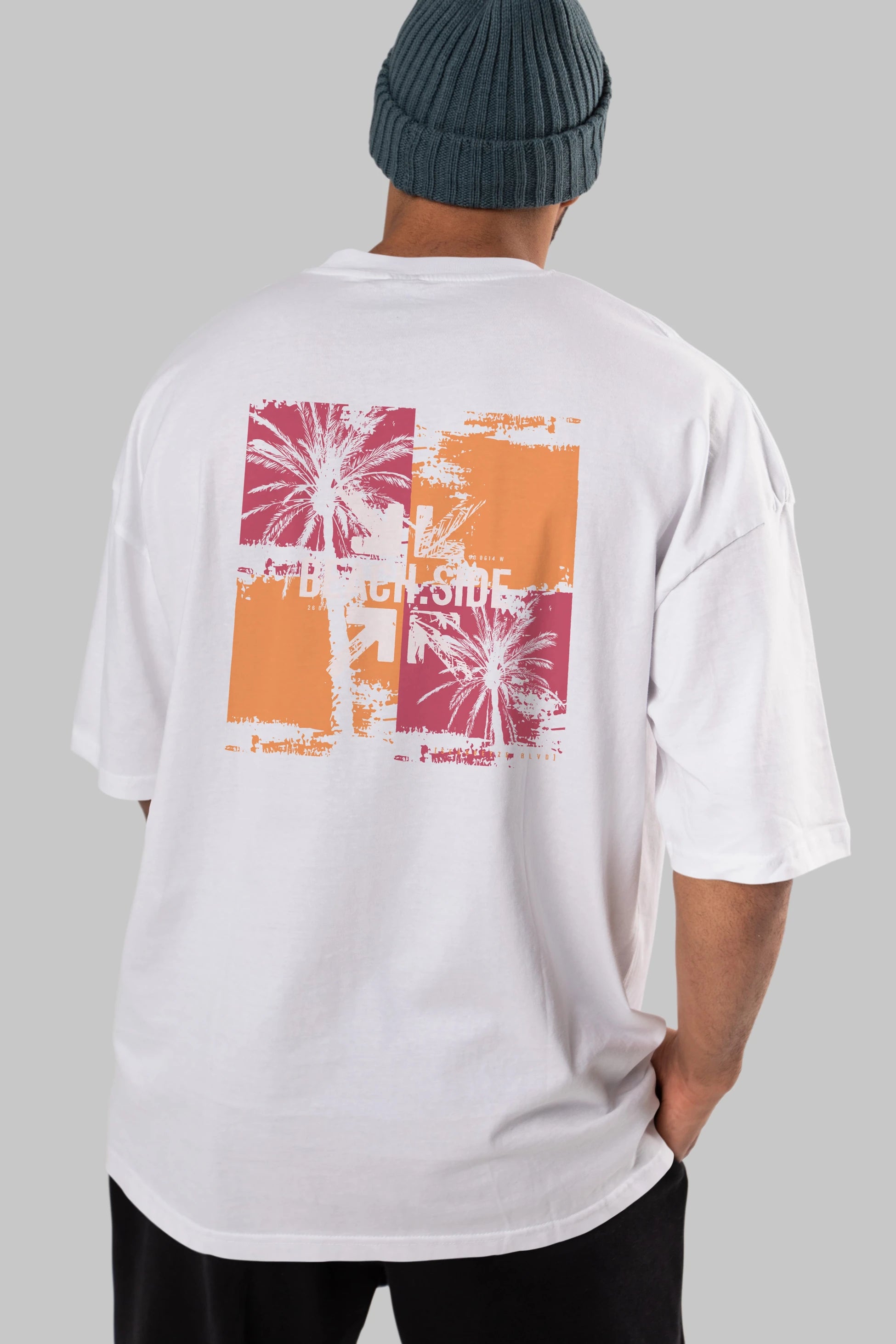 Beach Side Arka Baskılı Oversize t-shirt Erkek Kadın Unisex