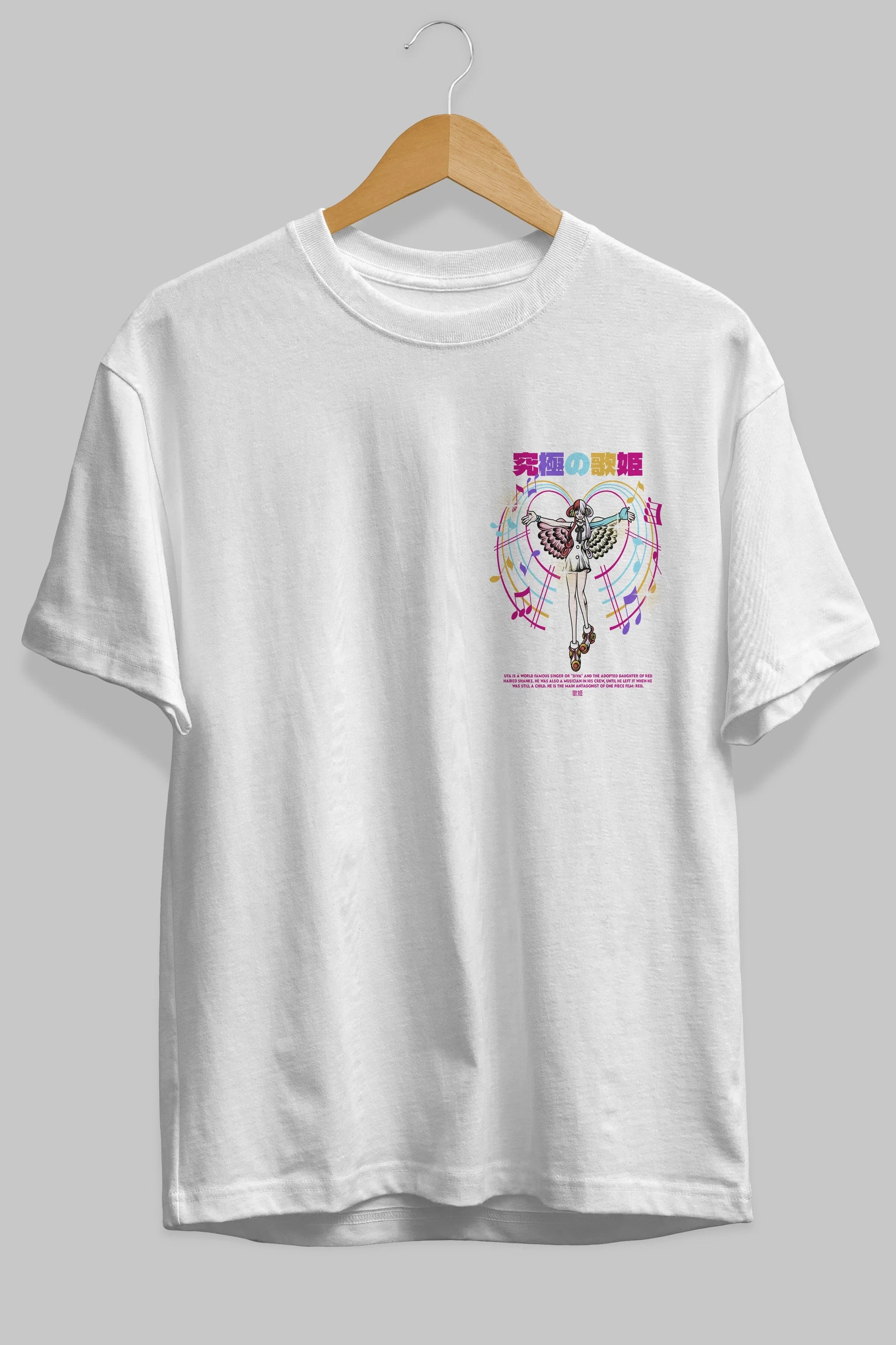 Uta Ön Sol Baskılı Oversize t-shirt Erkek Kadın Unisex %100 Pamuk Bisiklet Yaka tişort