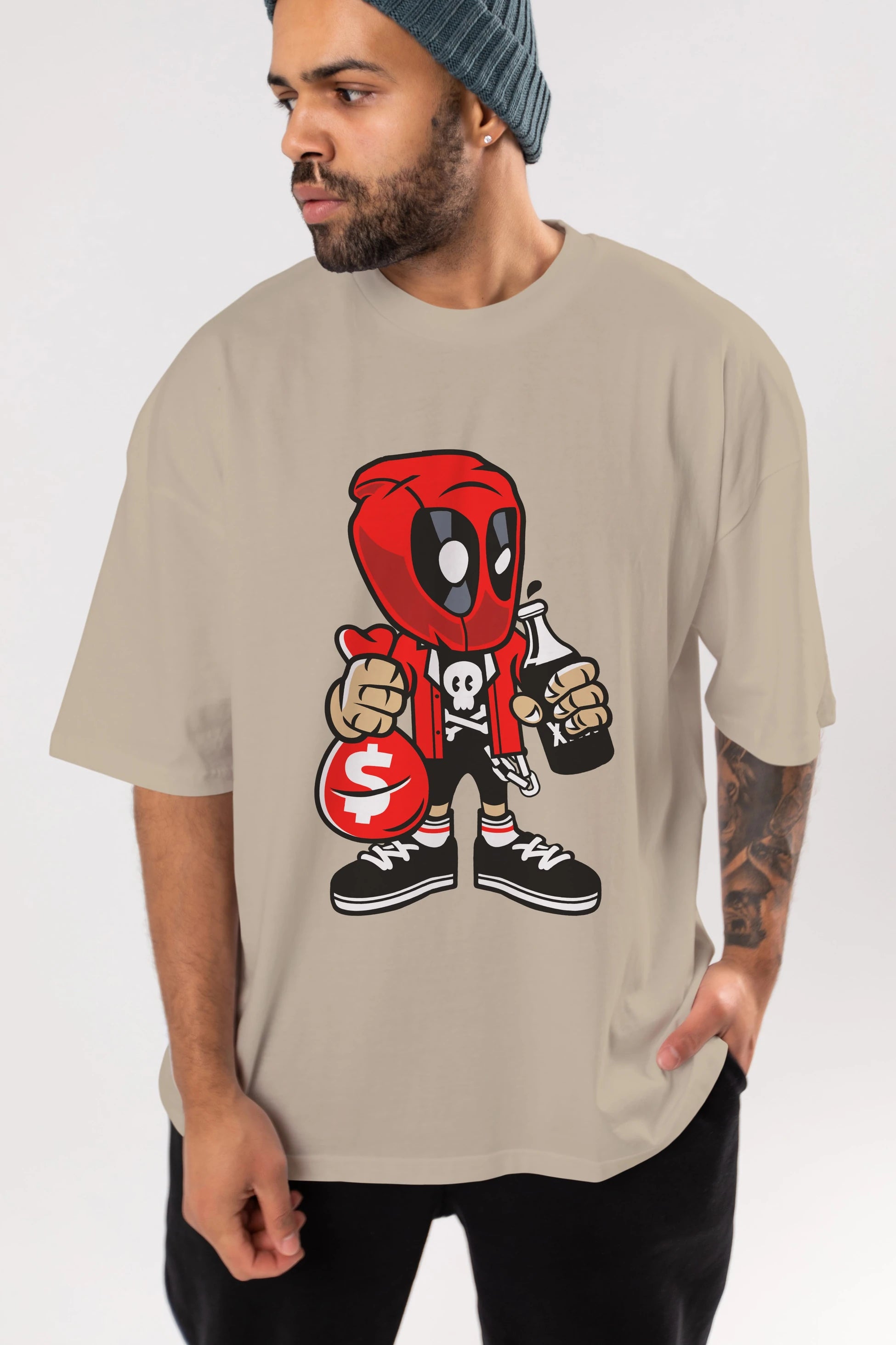 Deadpool (20) Ön Baskılı Oversize t-shirt Erkek Kadın Unisex %100 Pamuk Bisiklet Yaka tişort