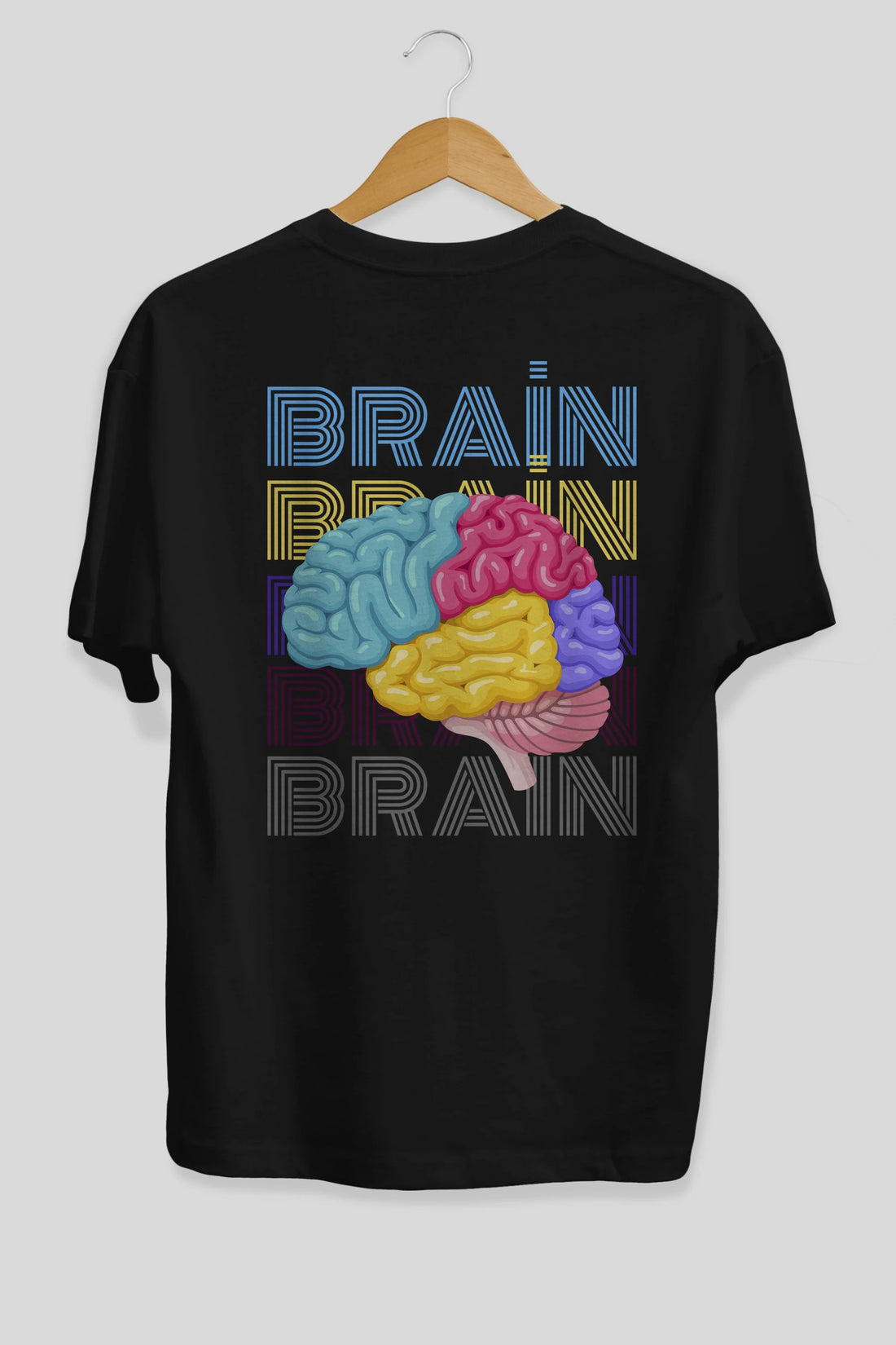 Brain Yazılı Arka Baskılı Oversize t-shirt Erkek Kadın Unisex