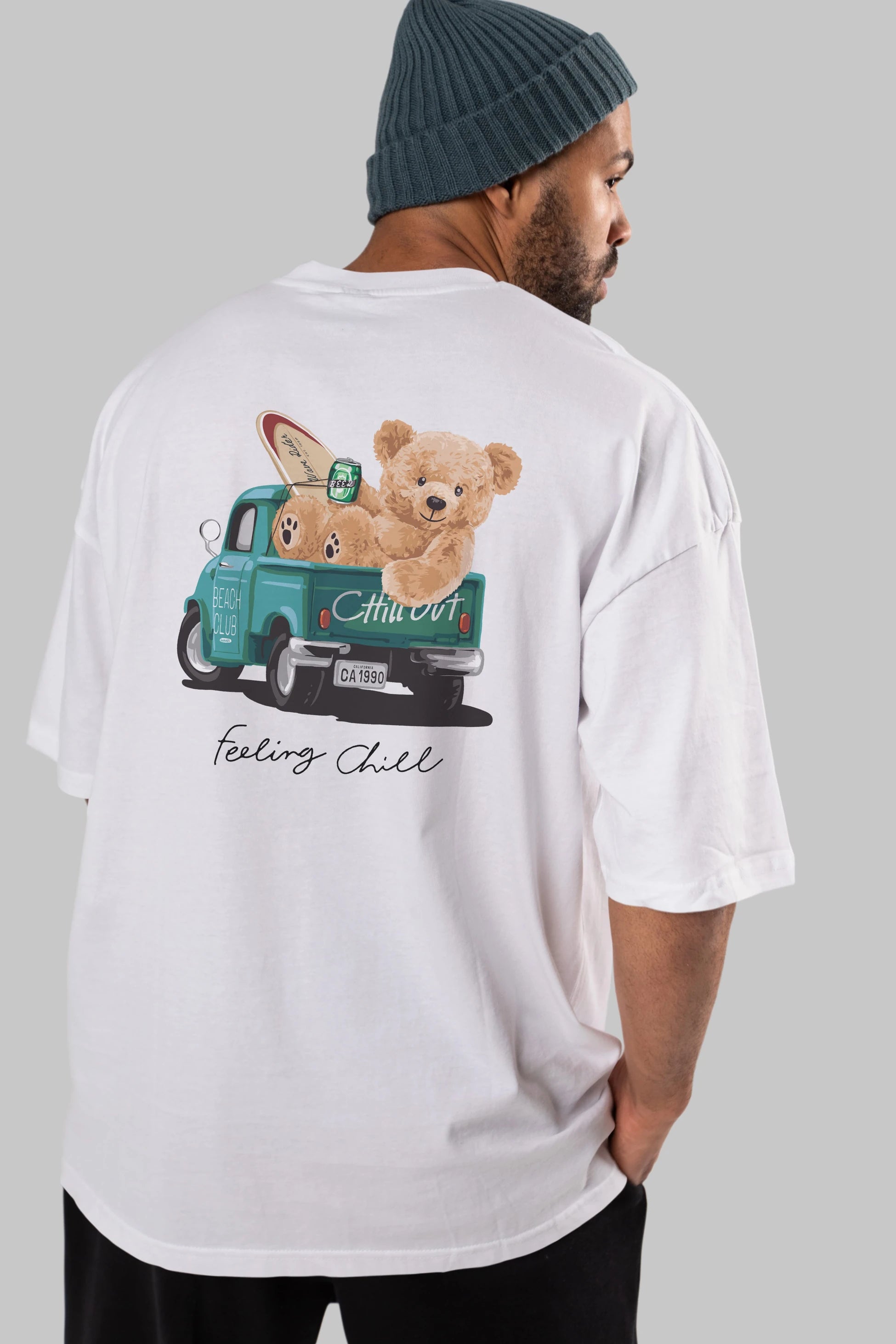 Teddy Bear Chill Out Arka Baskılı Oversize t-shirt Erkek Kadın Unisex %100 Pamuk