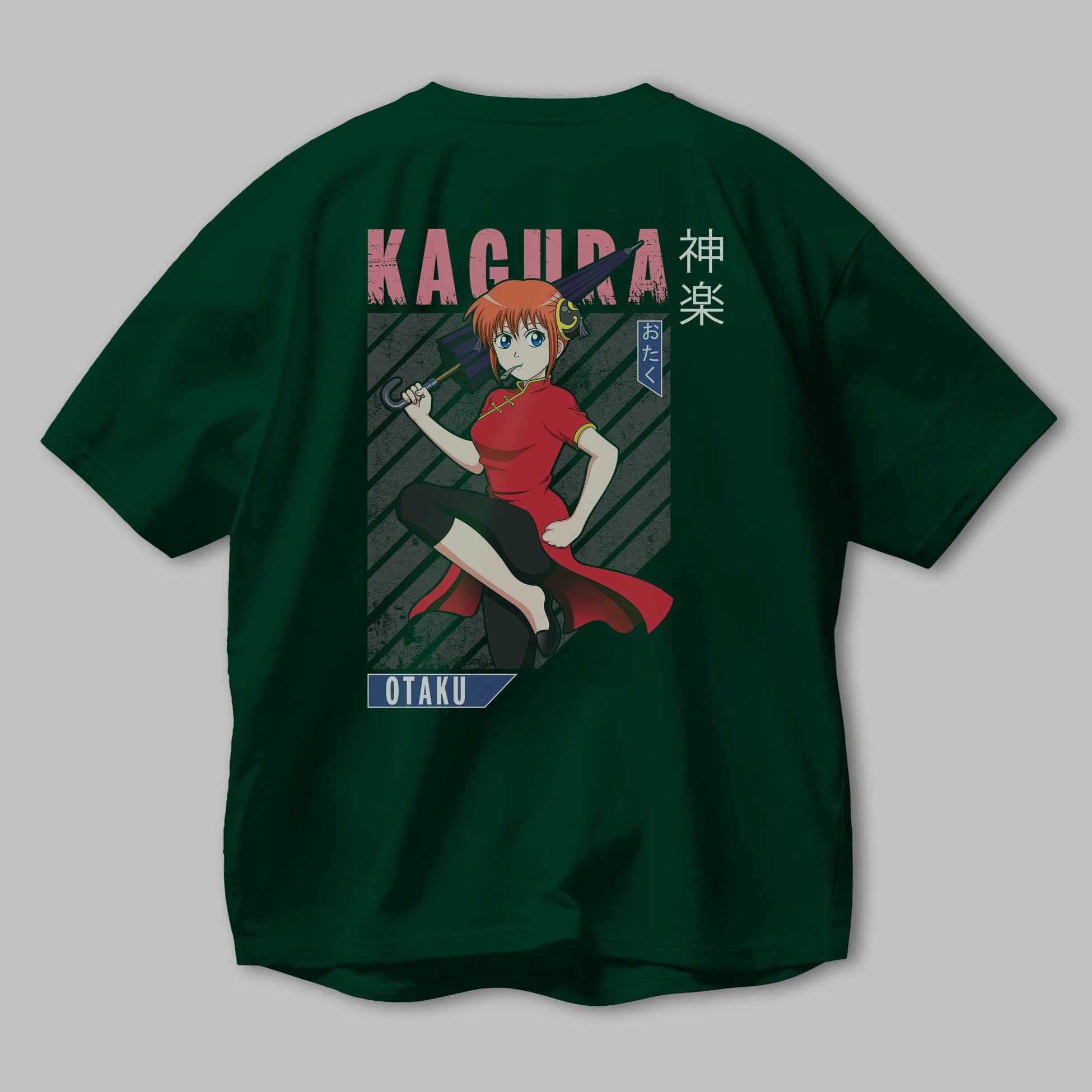 Kagura GINTAMA 1 Anime Arka Baskılı Oversize t-shirt Erkek Kadın Unisex