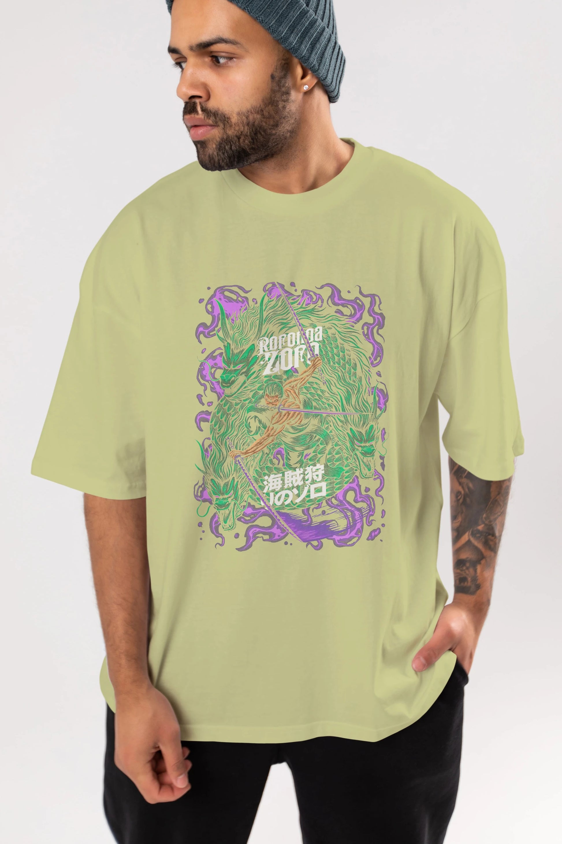 RORONOA ZORO 5 Anime Ön Baskılı Oversize t-shirt %100 pamuk Erkek Kadın Unisex