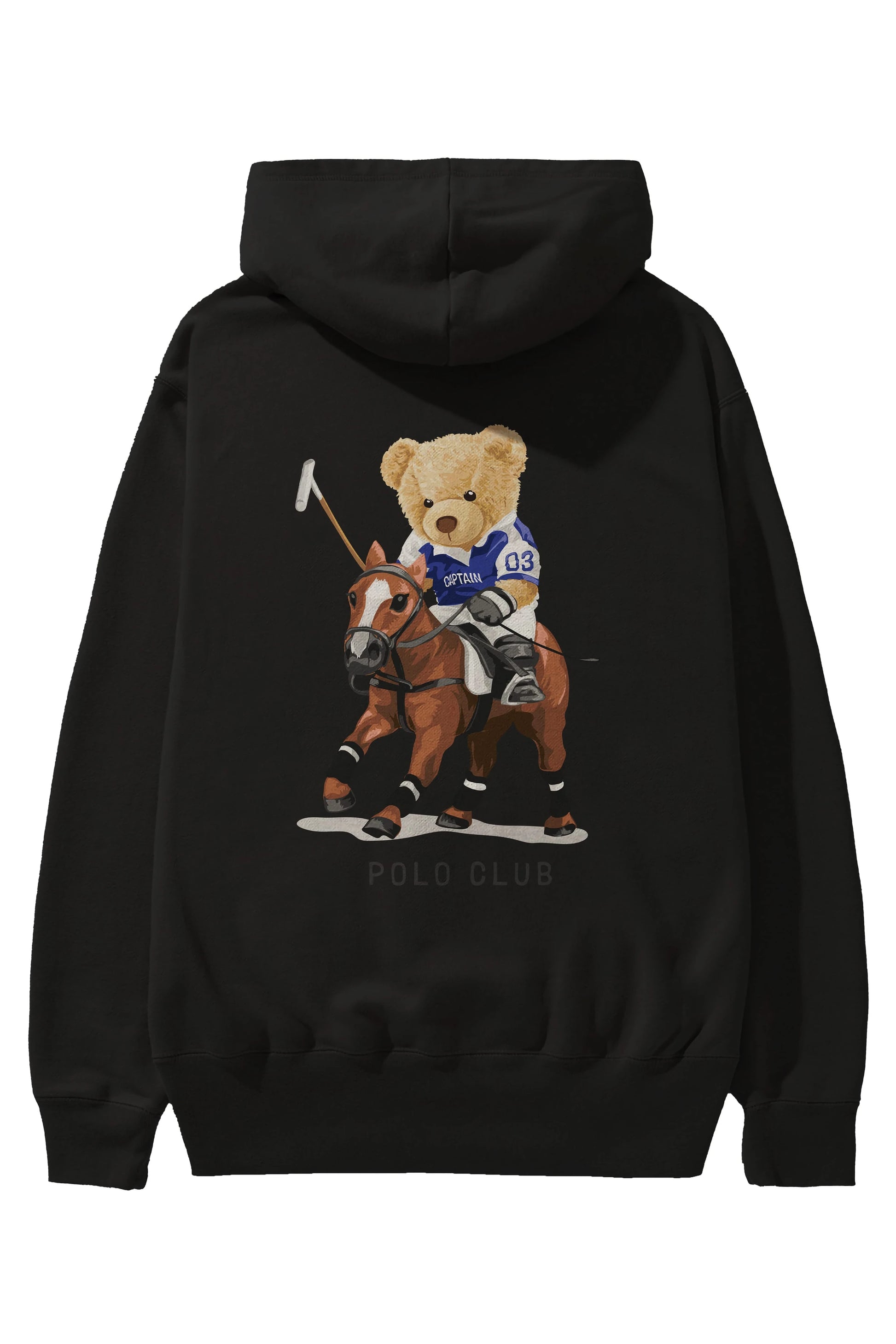 Teddy Bear Polo Club Arka Baskılı Hoodie Oversize Kapüşonlu Sweatshirt Erkek Kadın Unisex