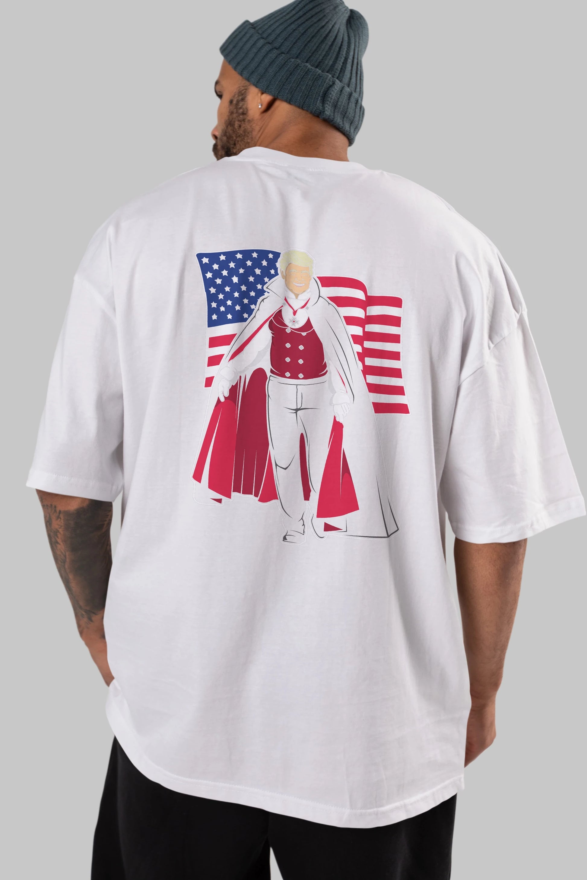 Trump Dracula Arka Baskılı Oversize t-shirt Erkek Kadın Unisex %100 Pamuk tişort