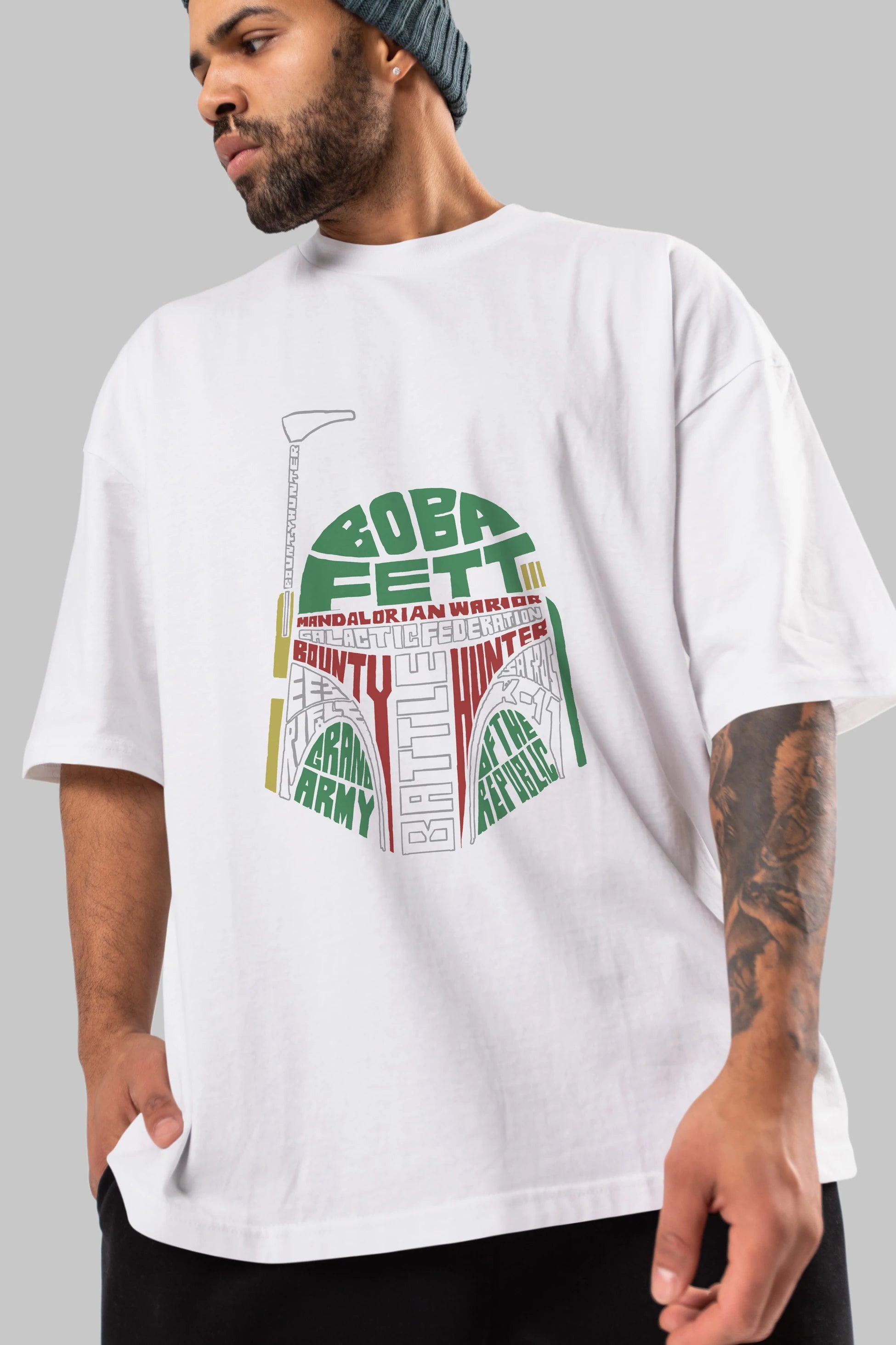 Boba Fett (2) Ön Baskılı Oversize t-shirt %100 pamuk Erkek Kadın Unisex