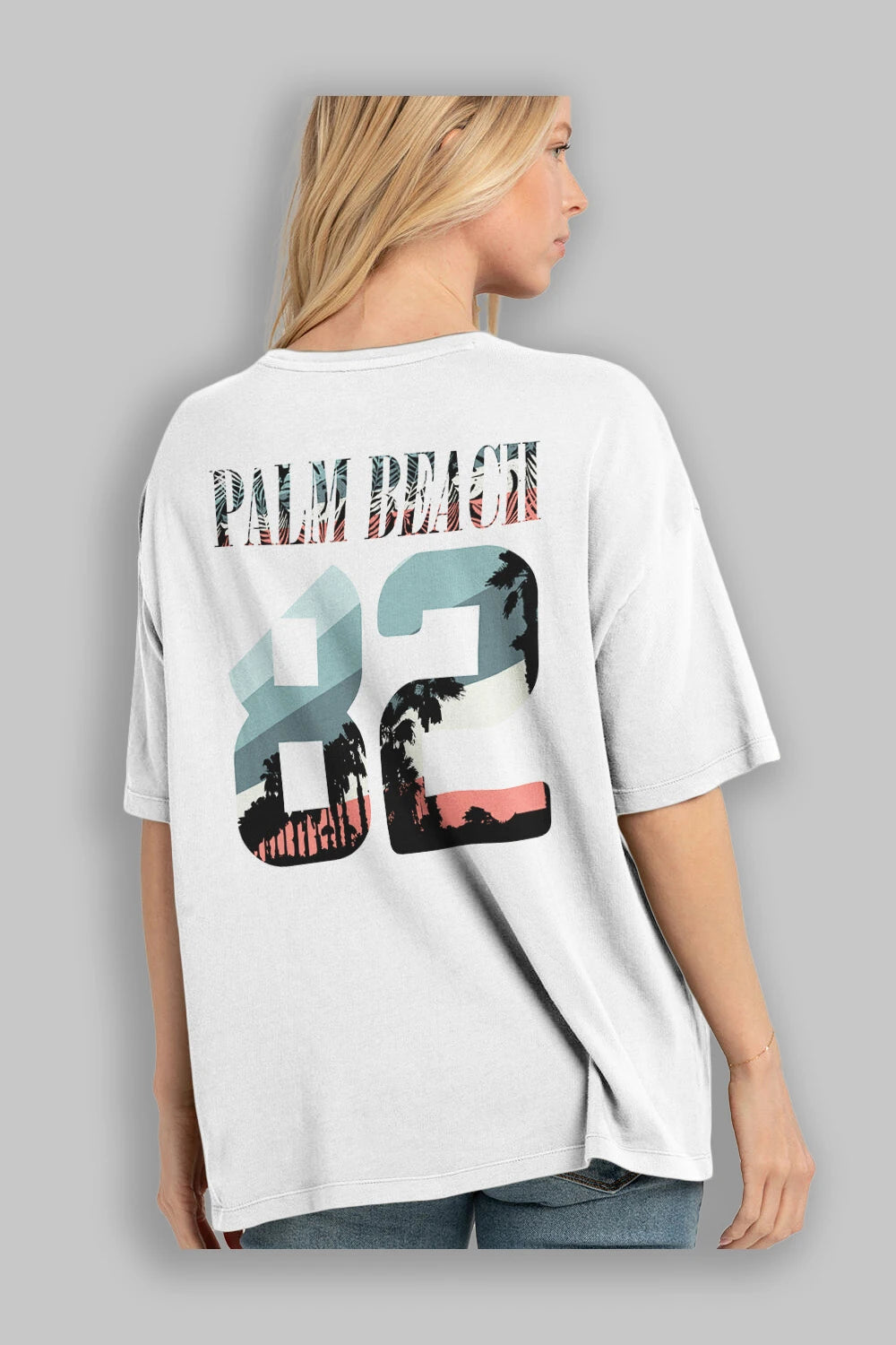 Palm Beach 82 Arka Baskılı Oversize t-shirt Erkek Kadın Unisex