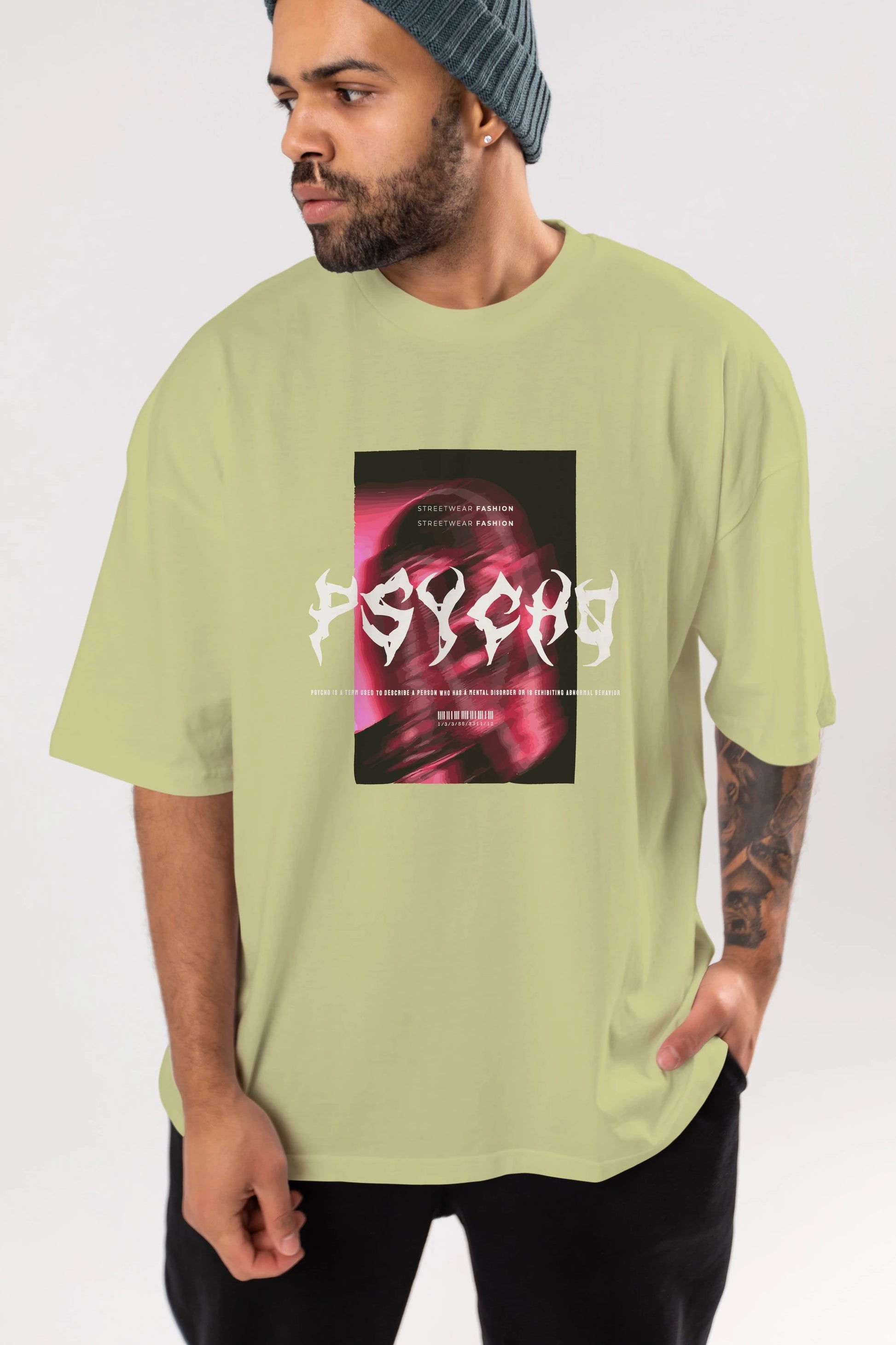 Psycho Streetwear Ön Baskılı Oversize t-shirt Erkek Kadın Unisex