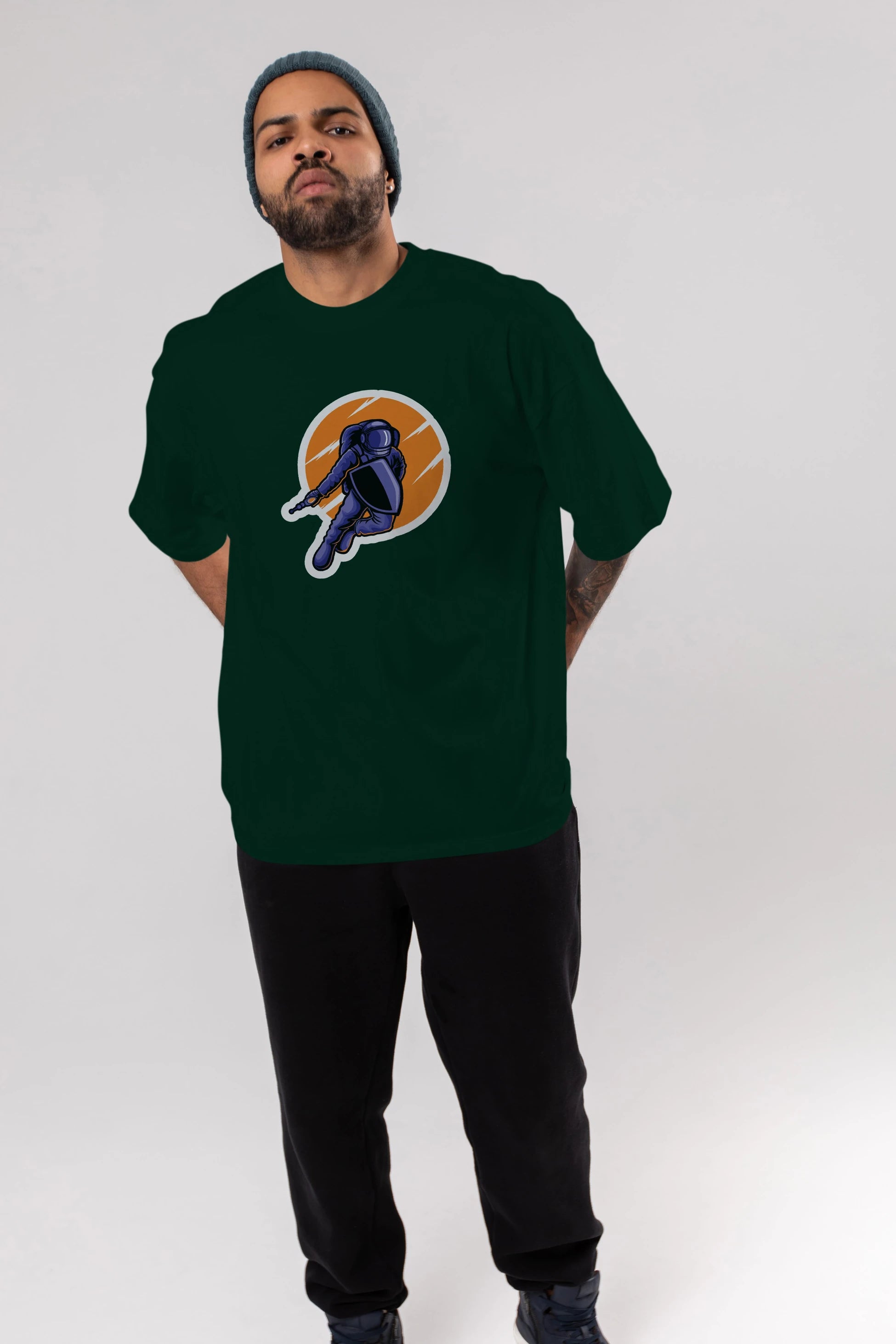 Astro Wars Sticker Ön Baskılı Oversize t-shirt Erkek Kadın Unisex