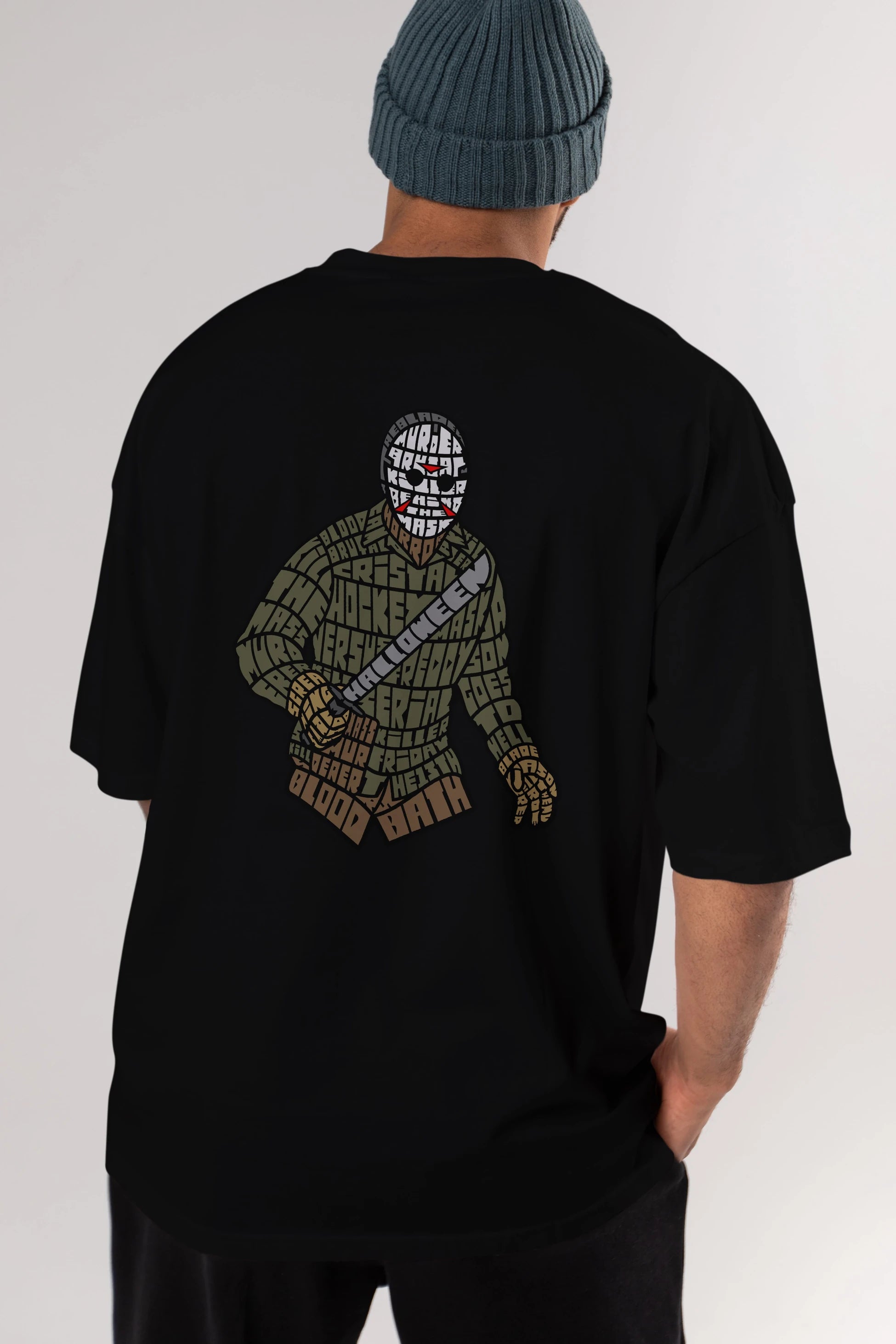 Jason Arka Baskılı Oversize t-shirt %100 pamuk Erkek Kadın Unisex
