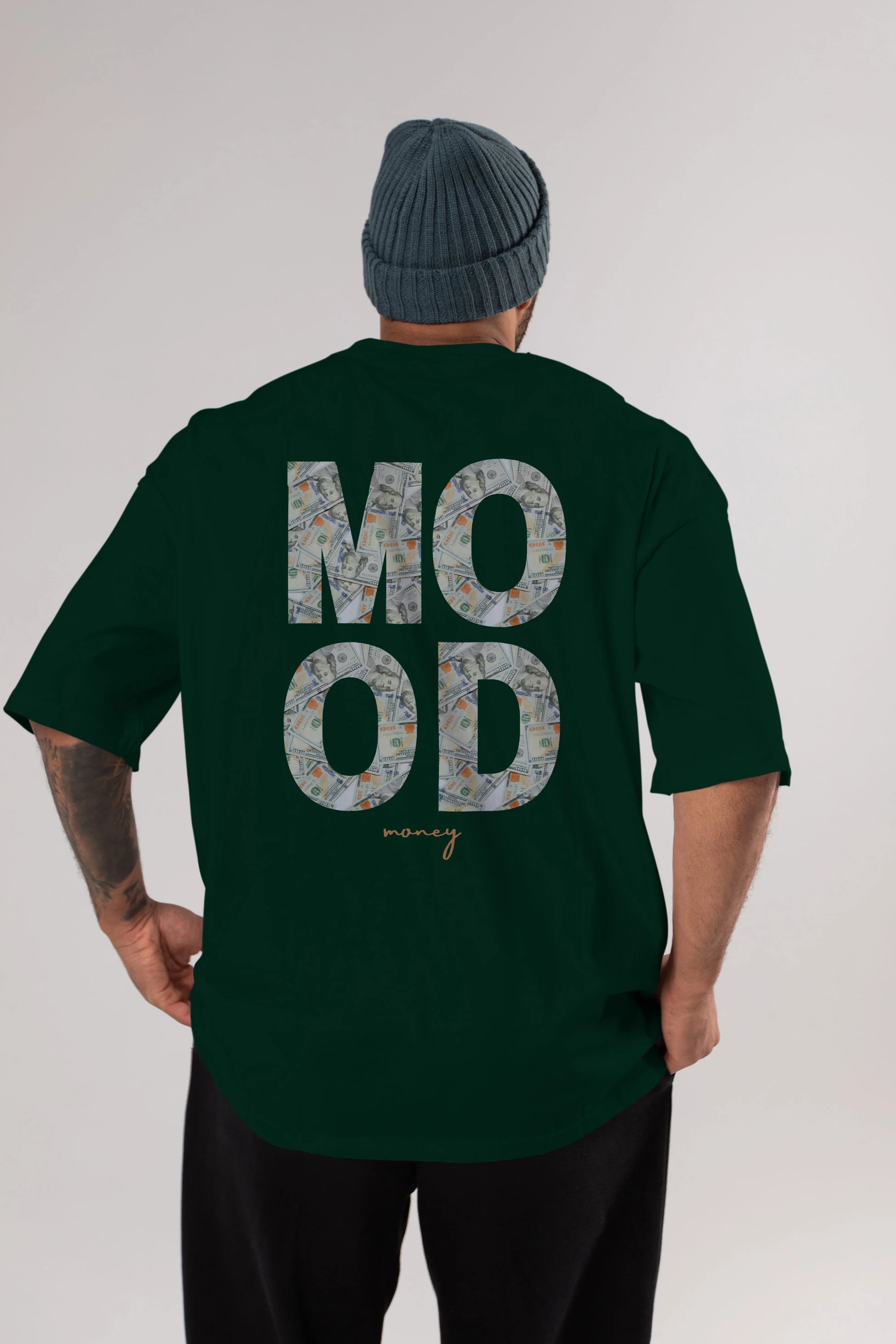 Mood Money Yazılı Arka Baskılı Oversize t-shirt Erkek Kadın Unisex