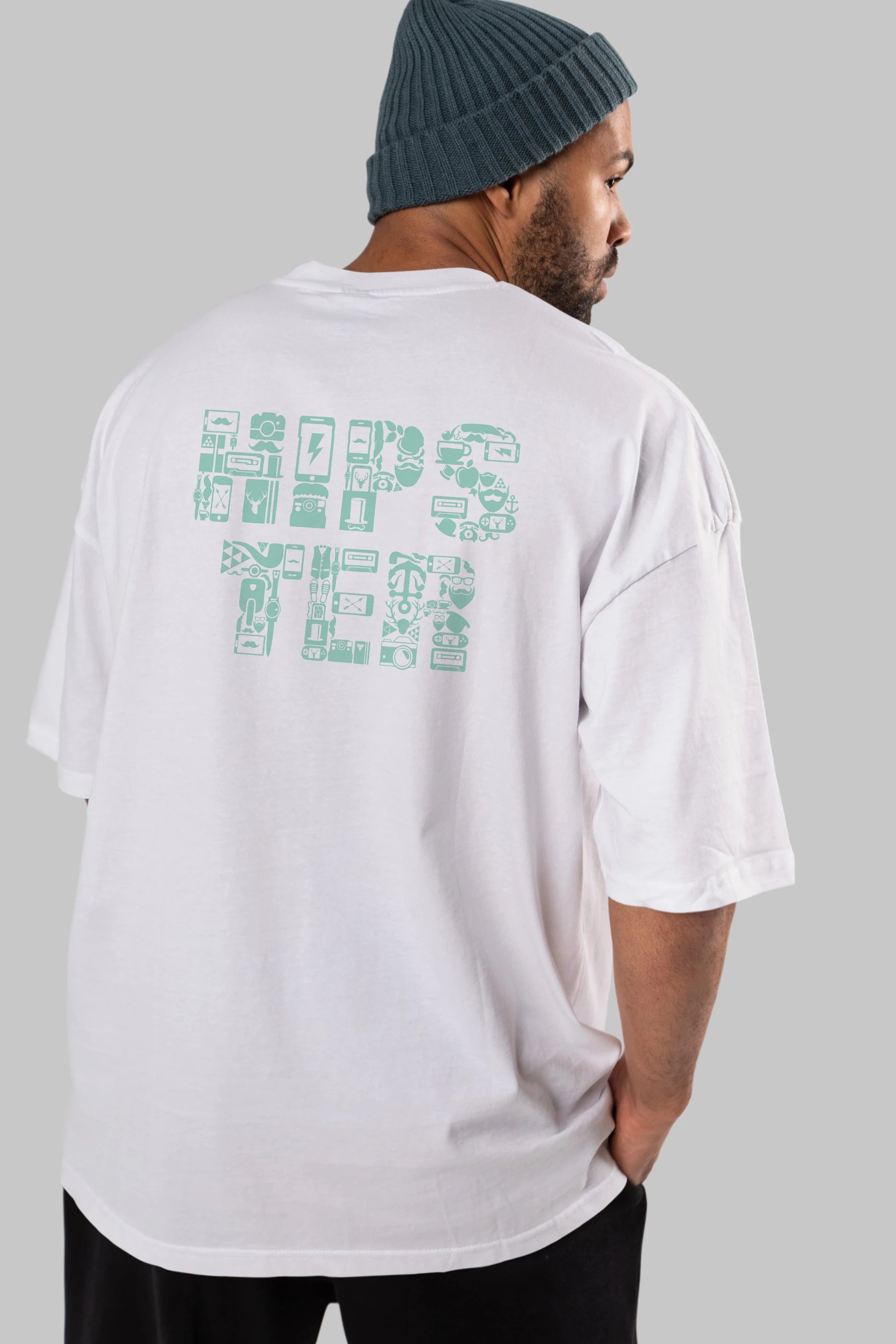 HIPSTER Arka Baskılı Oversize t-shirt %100 pamuk Erkek Kadın Unisex