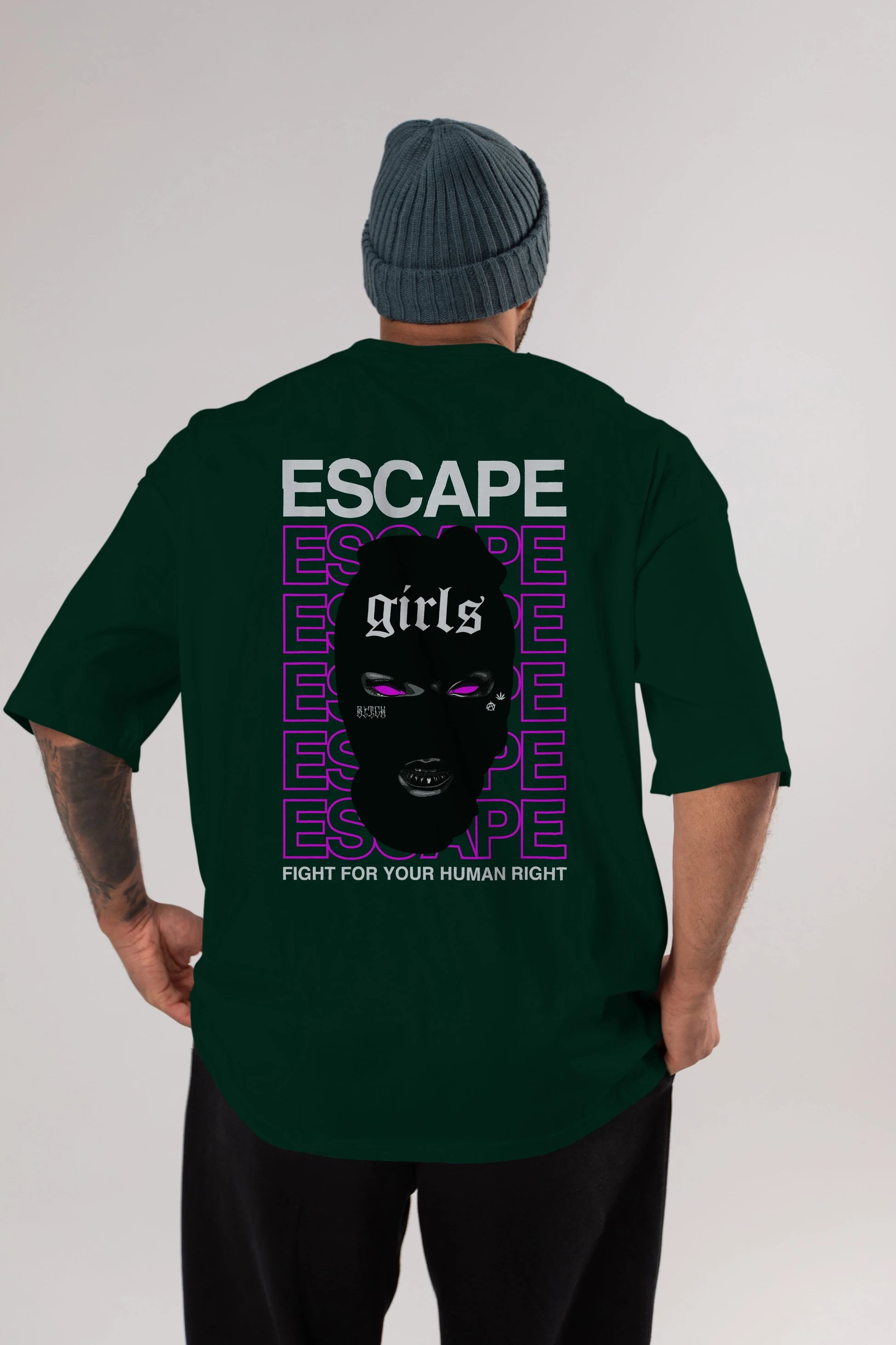 Escape Girl Arka Baskılı Oversize t-shirt Erkek Kadın Unisex